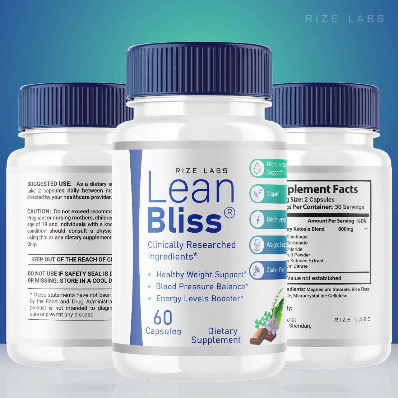 (3 Pack) Lean Bliss Weight Loss Pills, Lean Bliss Fat Burning Formula, LeanBliss Advanced