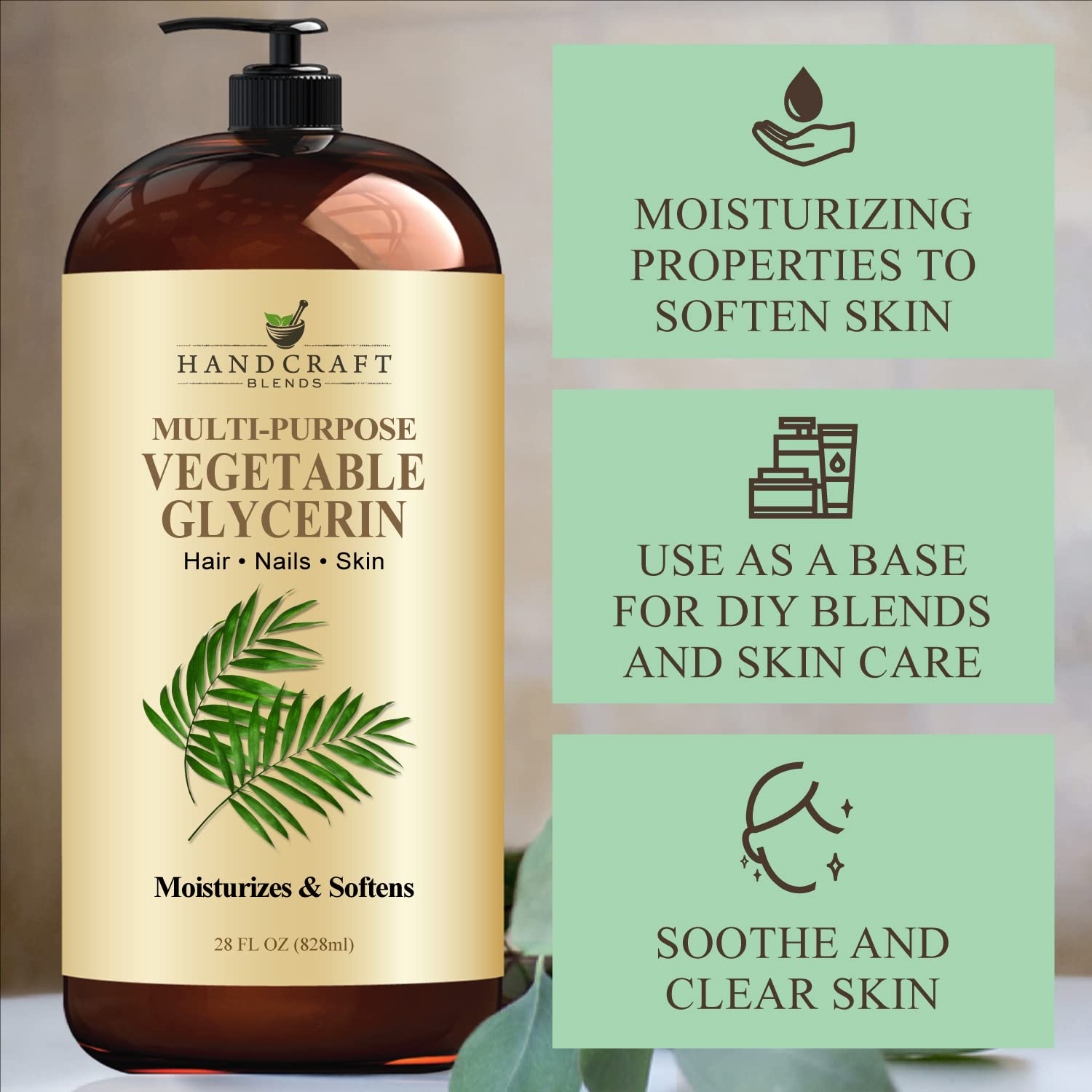 Handcraft Blends Vegetable Glycerin for Skin and Hair 28 oz - Pure Vegetable Glycerin Liquid - AB Mystery