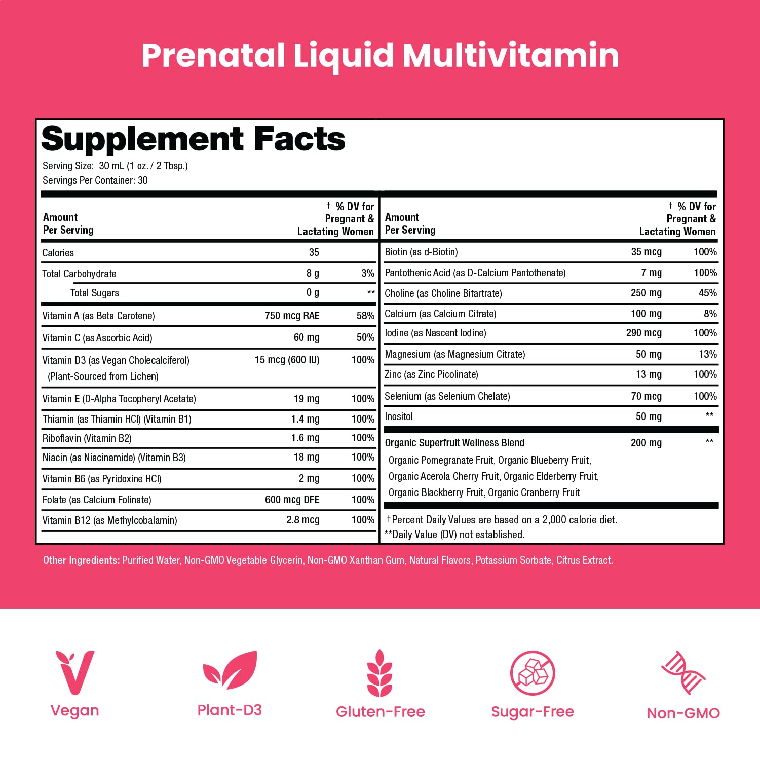 Prenatal & Postnatal Multivitamin for Women | Sugar Free Liquid Prenatal Vitamins for Women Mother's Promise