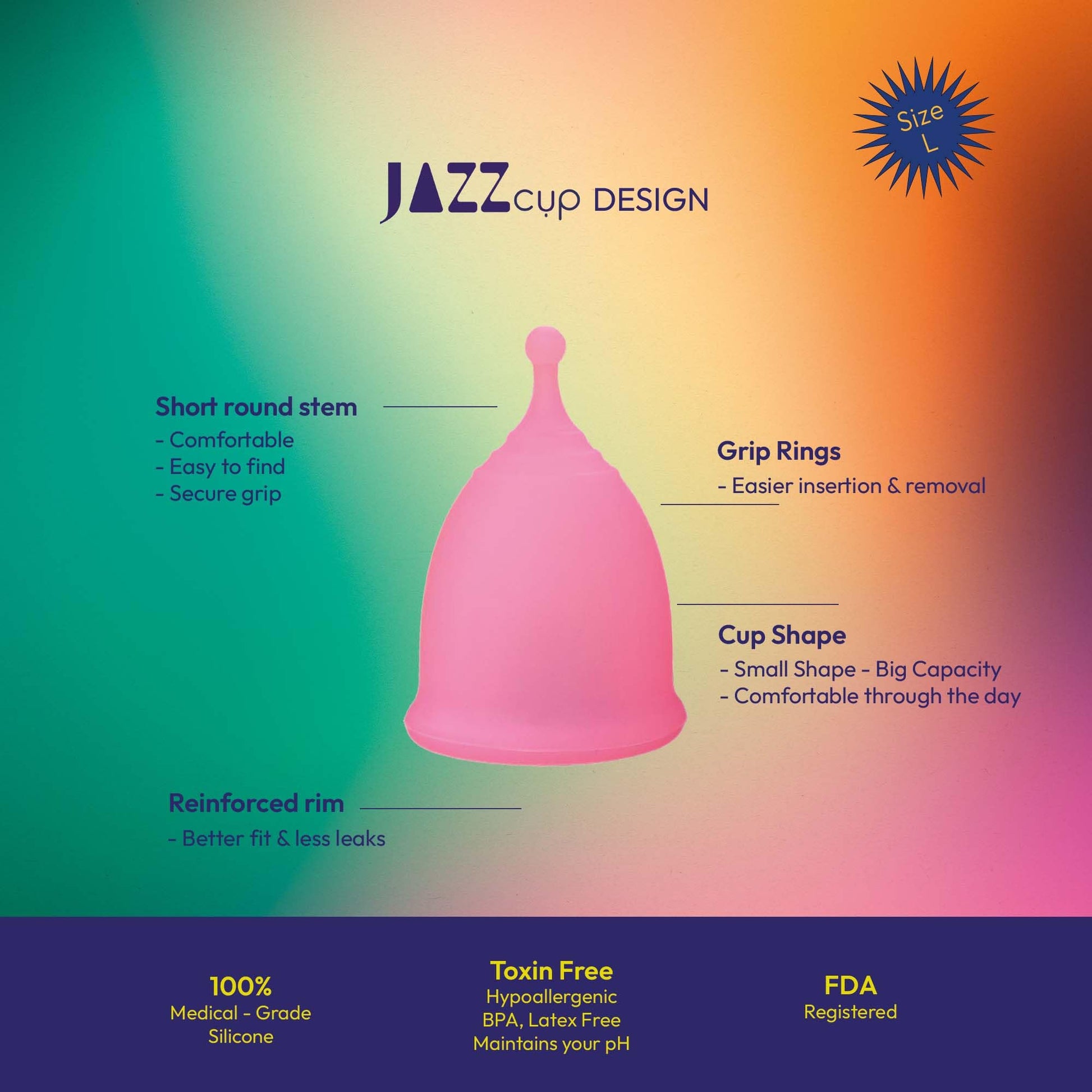 JAZZ Cup Soft Menstrual Cups – with Travel-Cotton Pouch – Reusable, 12-Hour Protection, 100% Medical - AB Mystery