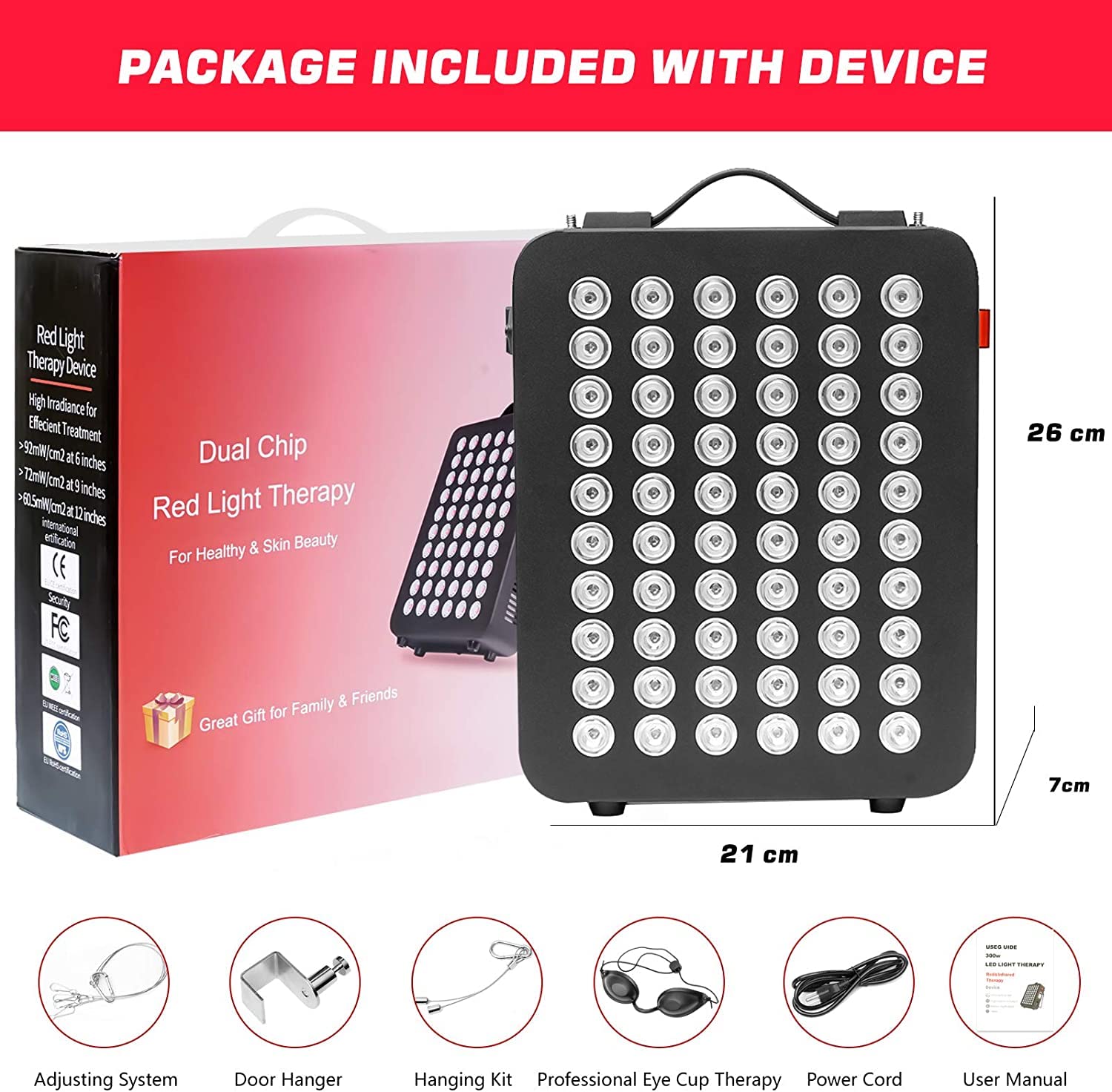Red Light Therapy Device - Near Infrared Light Therapy with Timer, 60 Clinical Grade LEDs - AB Mystery