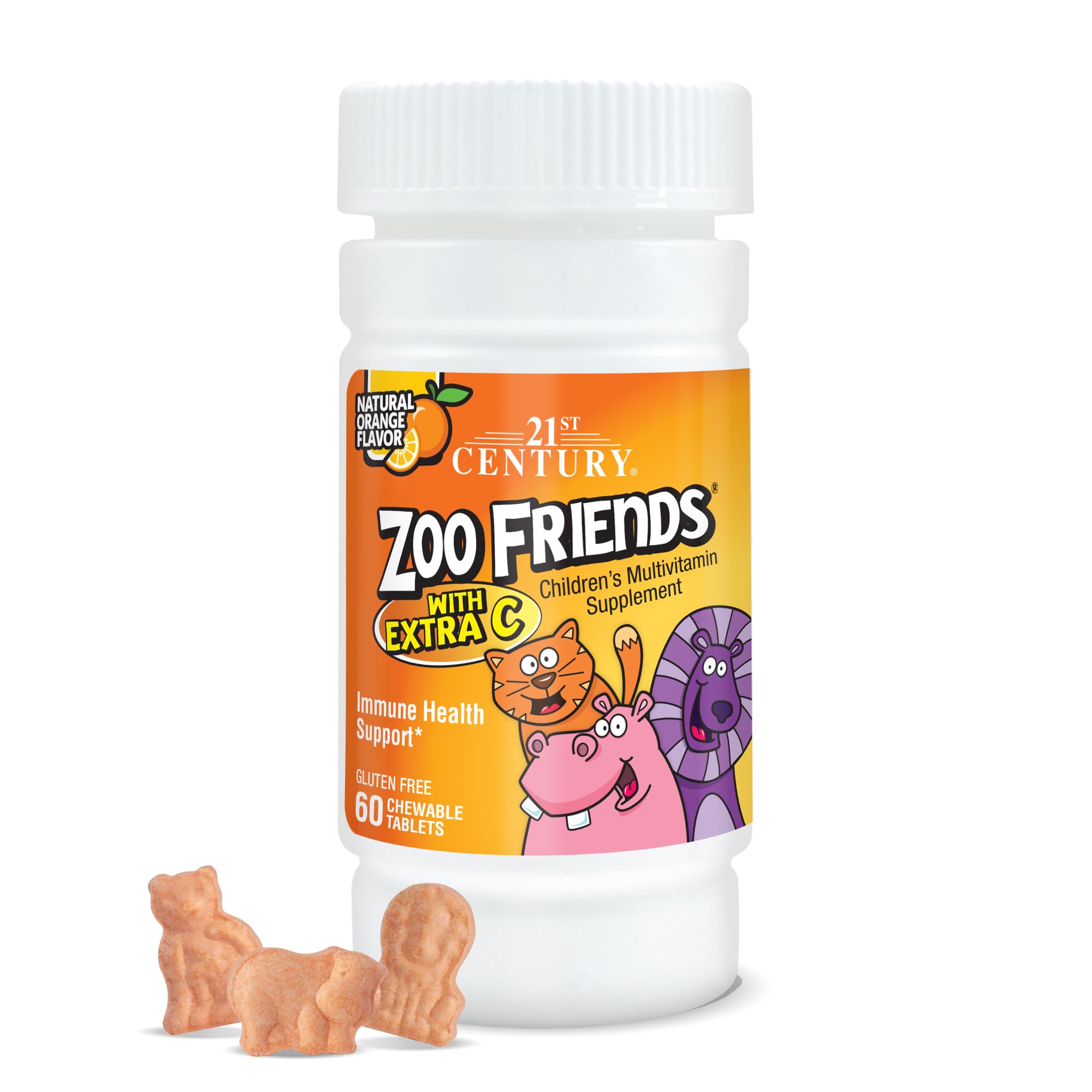 21st Century Zoo Friends with Extra C Chewable Tablets, 60 Count - AB Mystery