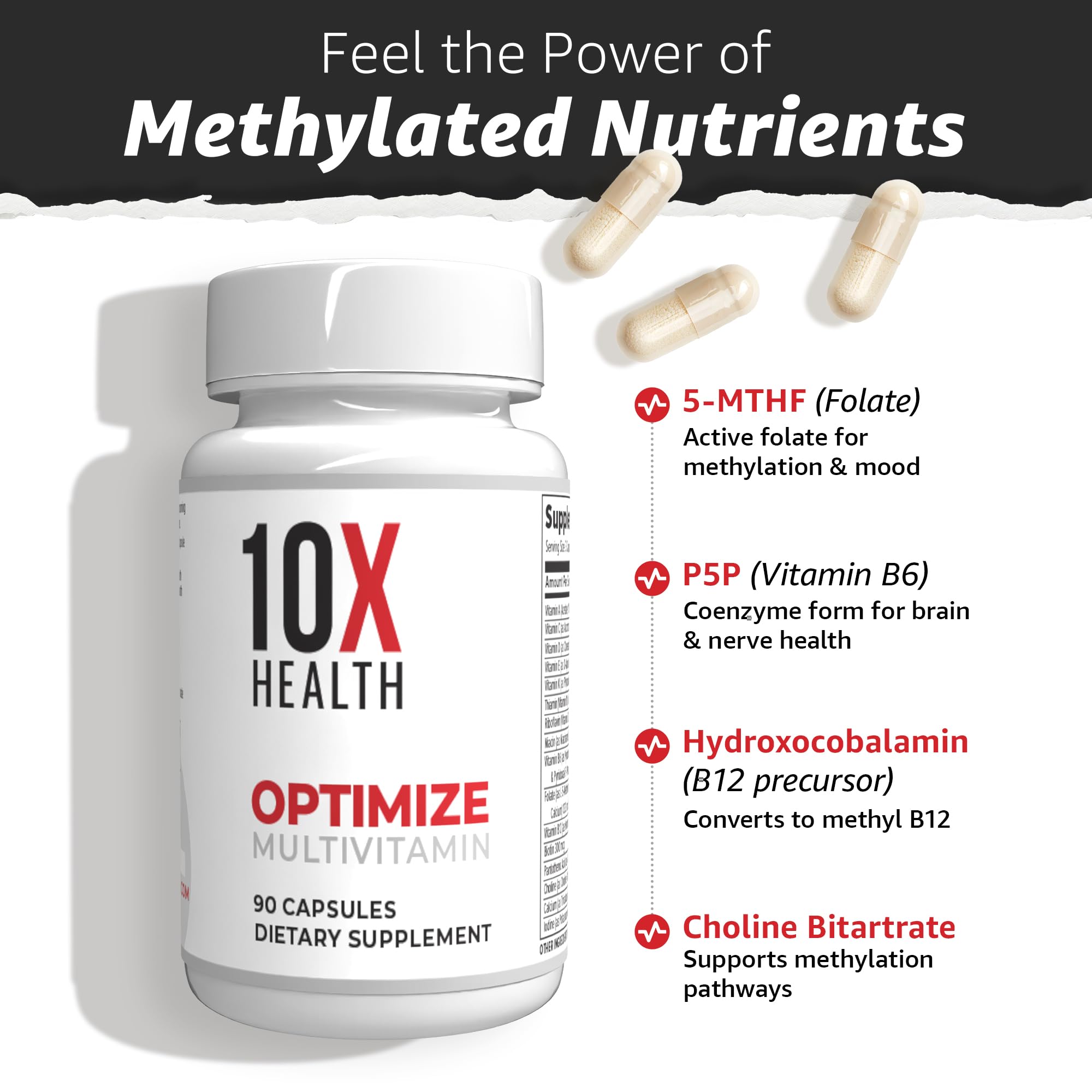 10X Health Optimize (Daily) & Sleep (PM) Bundle - Methylated Multivitamin Capsules + Magnesium, L Theanine & Melatonin - AB Mystery