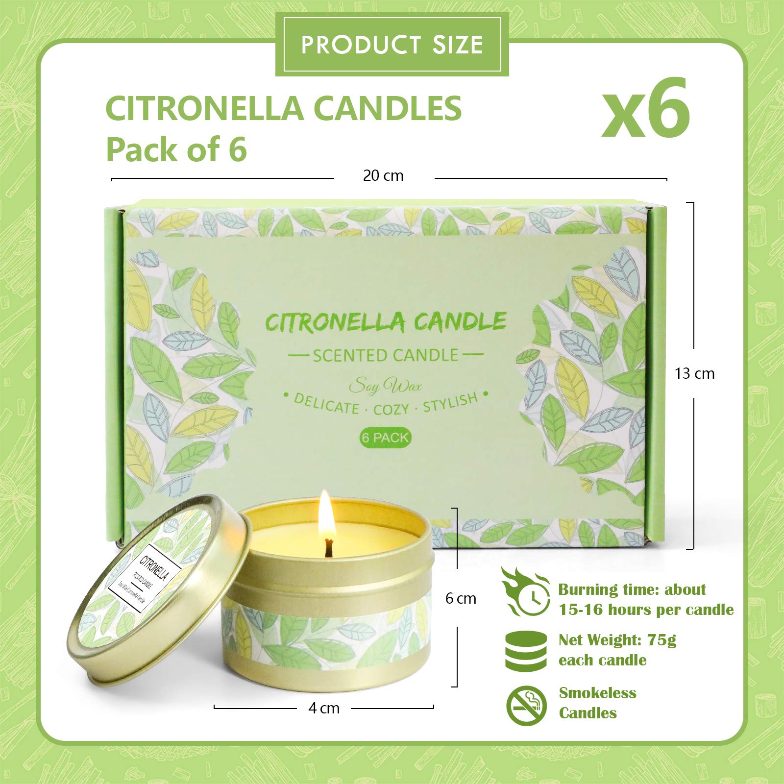 Citronella Candles Outdoor, Scented Candles, Summer Soy Wax Candles, Lemongrass Candles - AB Mystery