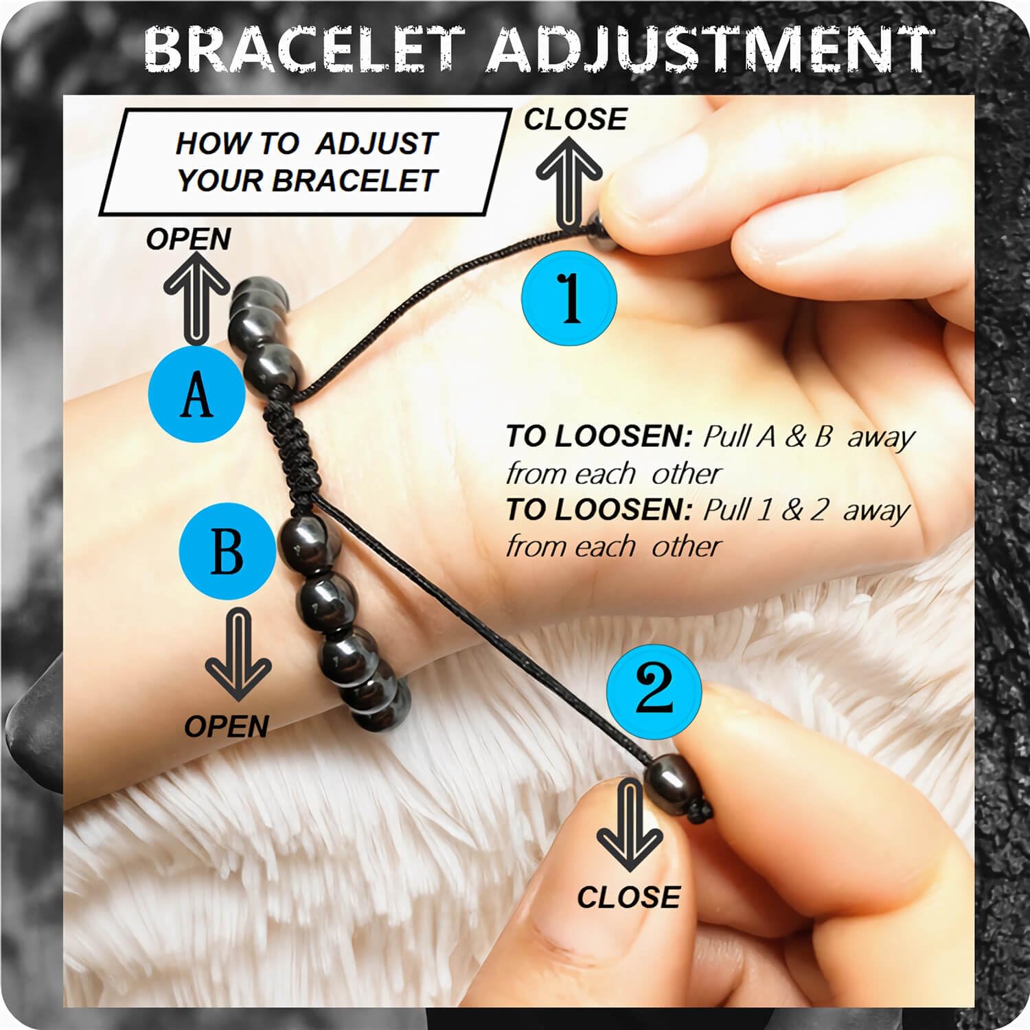 RENZHI-Magnetic Hematite Bracelet–Beaded Magnetic Bracelets for Men and Women - AB Mystery