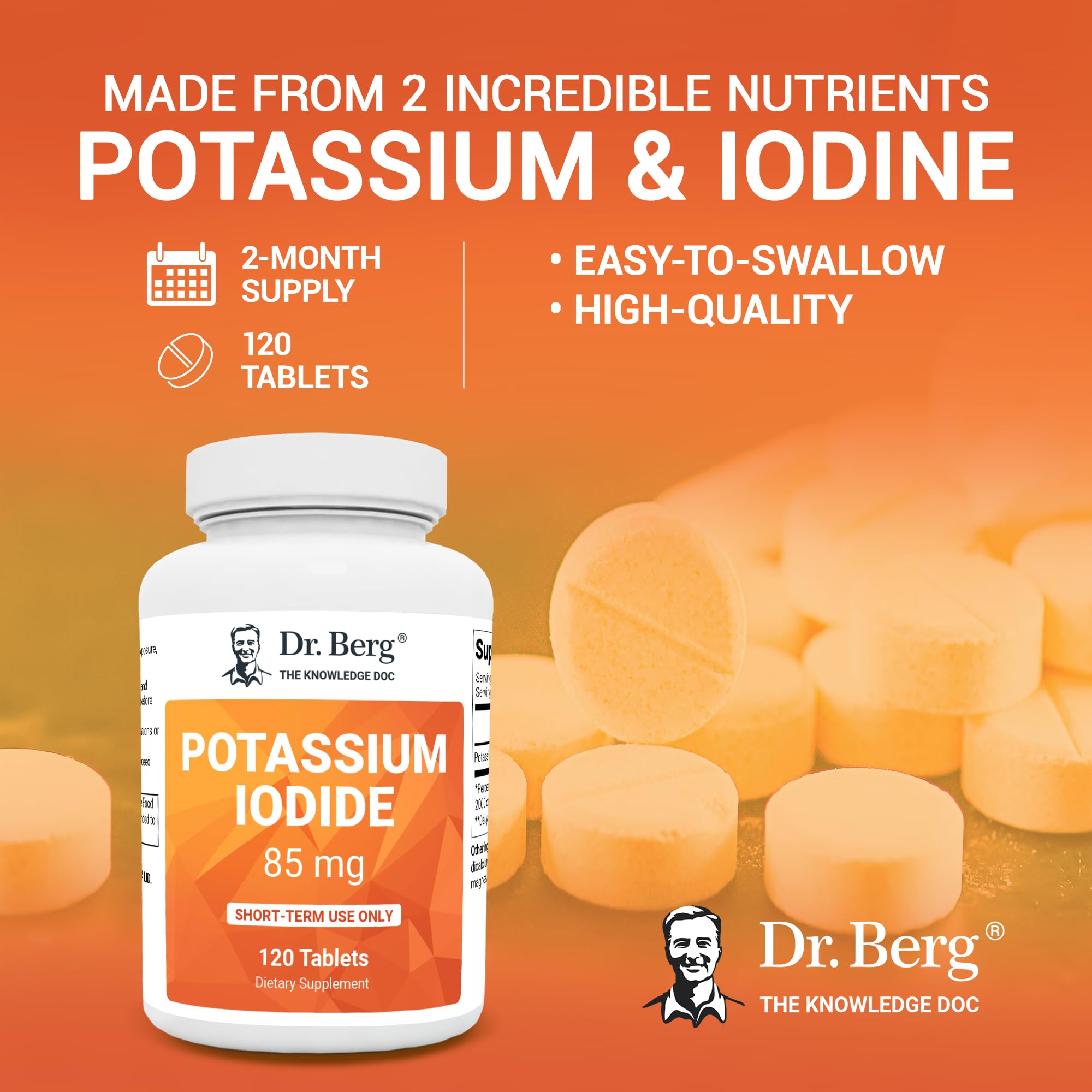 Dr. Berg's Incredible Potassium Iodide Tablets - Now 120 Tablets with a Smaller Easy - AB Mystery
