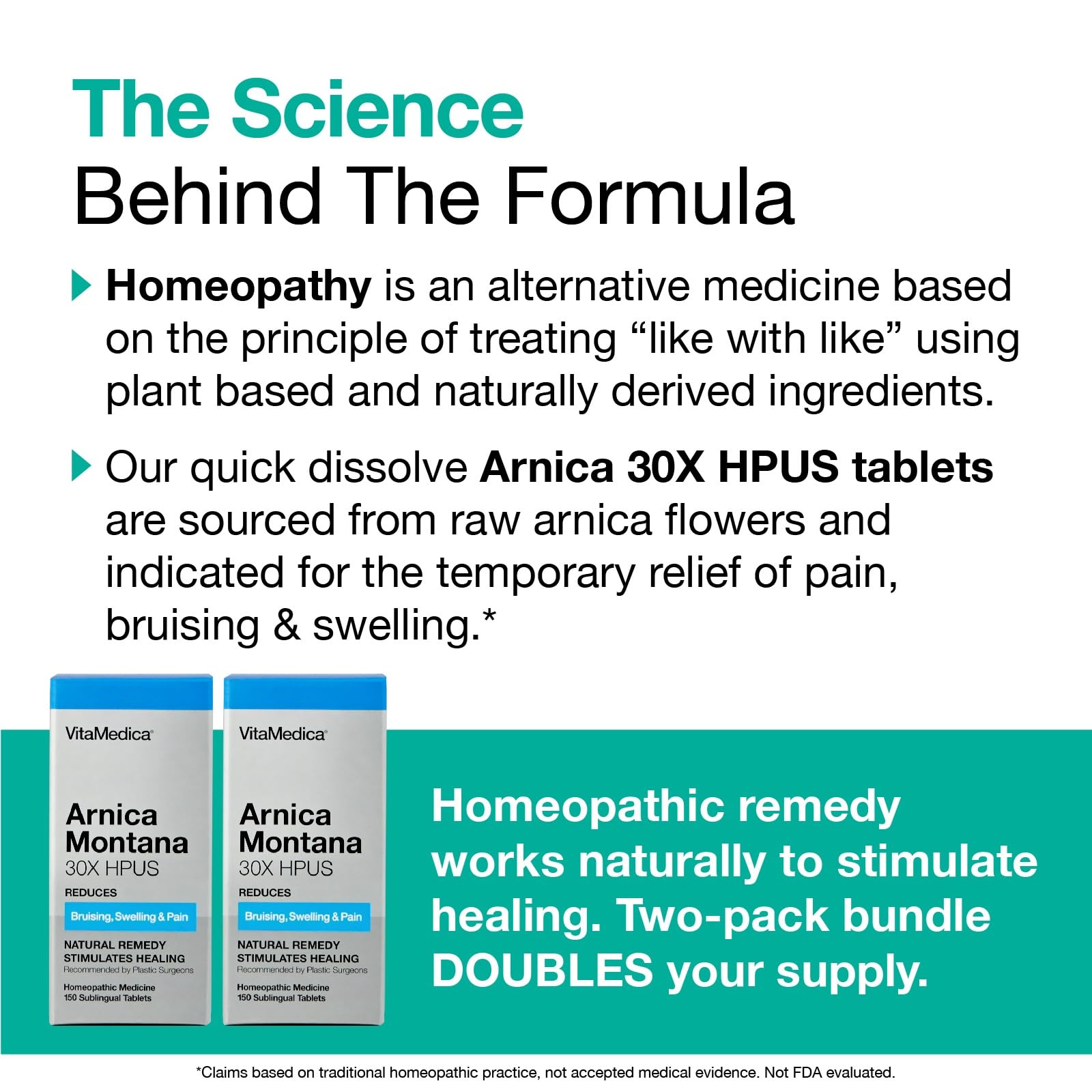 VitaMedica Arnica Montana 30X Homeopathic Tablets for Bruising Pain and Swelling | Plant Based Formula - AB Mystery