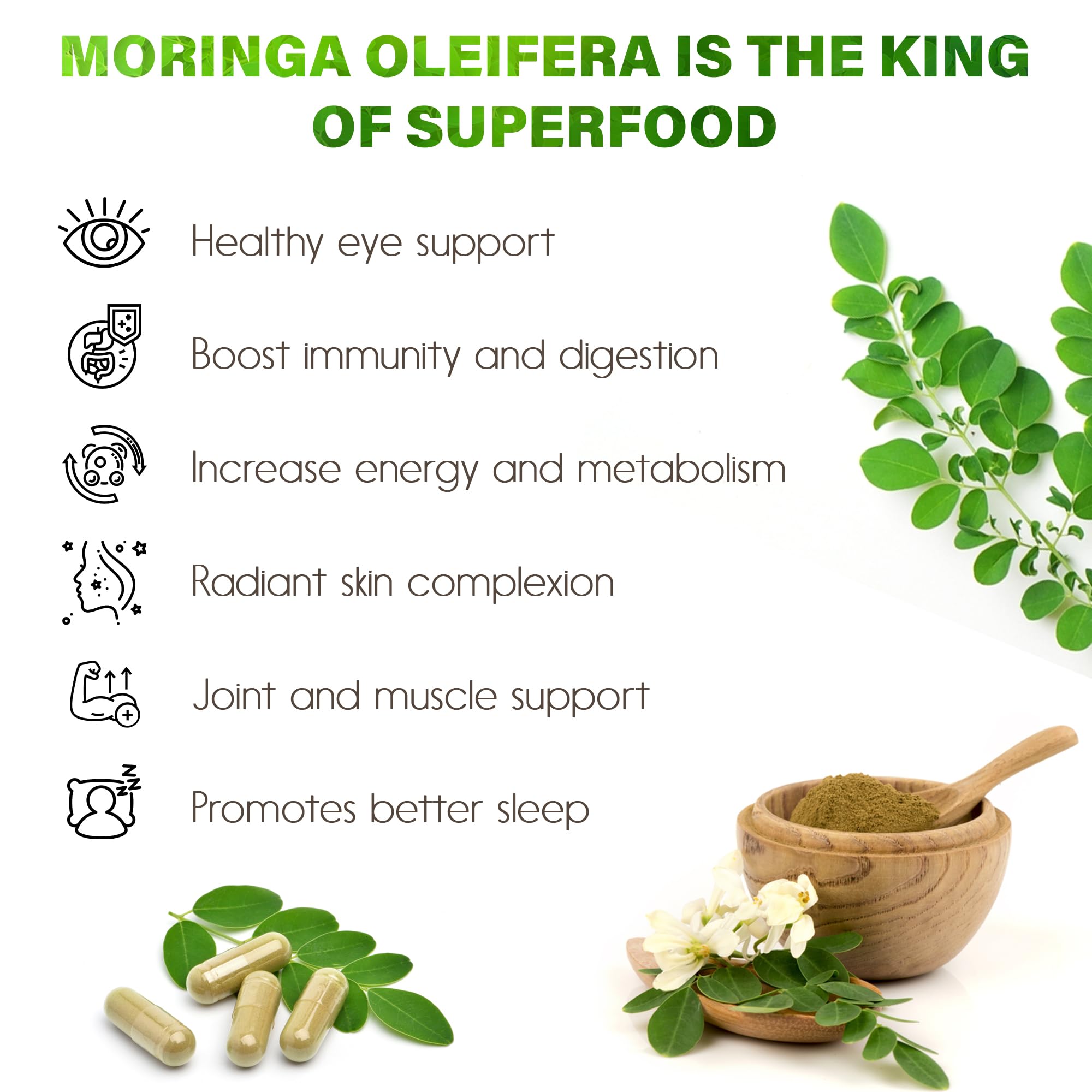 Moringa Capsules| Moringa Oleifera |10,000mg| 300 Capsules| 100% Pure| Non-GMO - AB Mystery