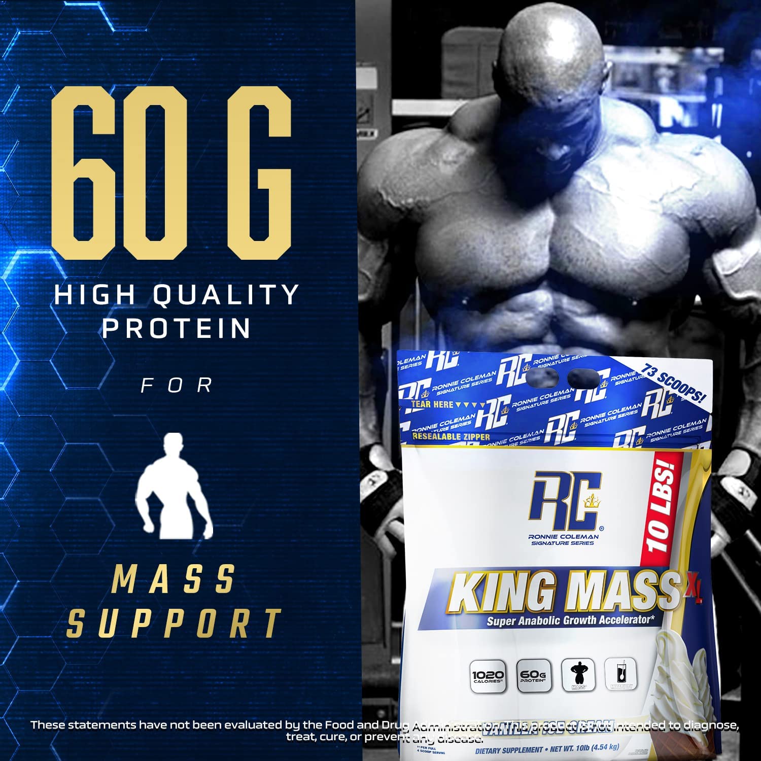 Ronnie Coleman Signature Series King Mass XL Mass Gainer Protein Powder, Muscle - AB Mystery