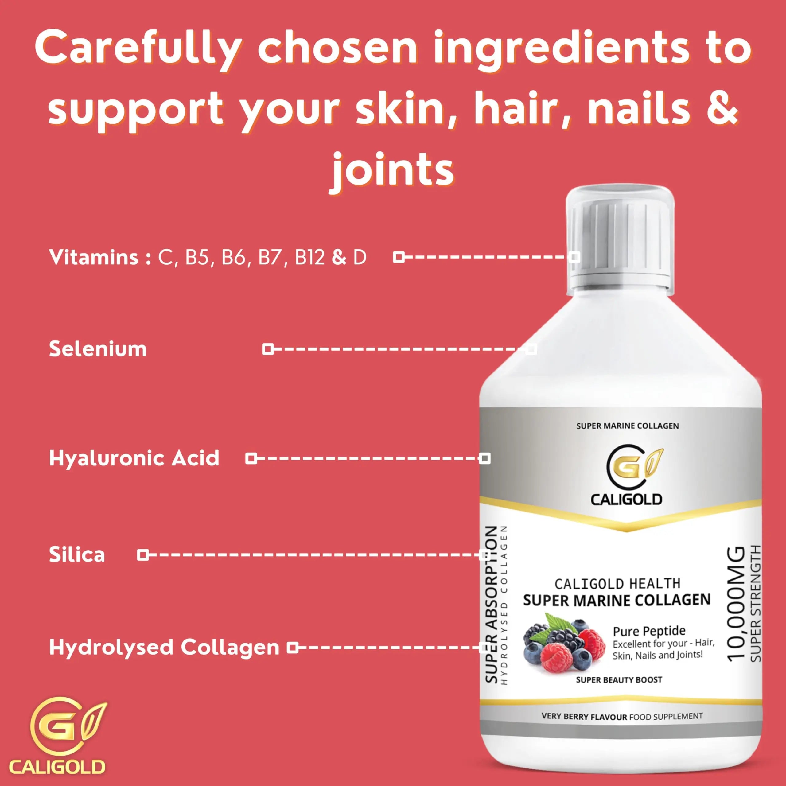 CALIGOLD Health Super Marine Collagen Liquid - Excellent for Hair, Skin, Nails and Joints - AB Mystery