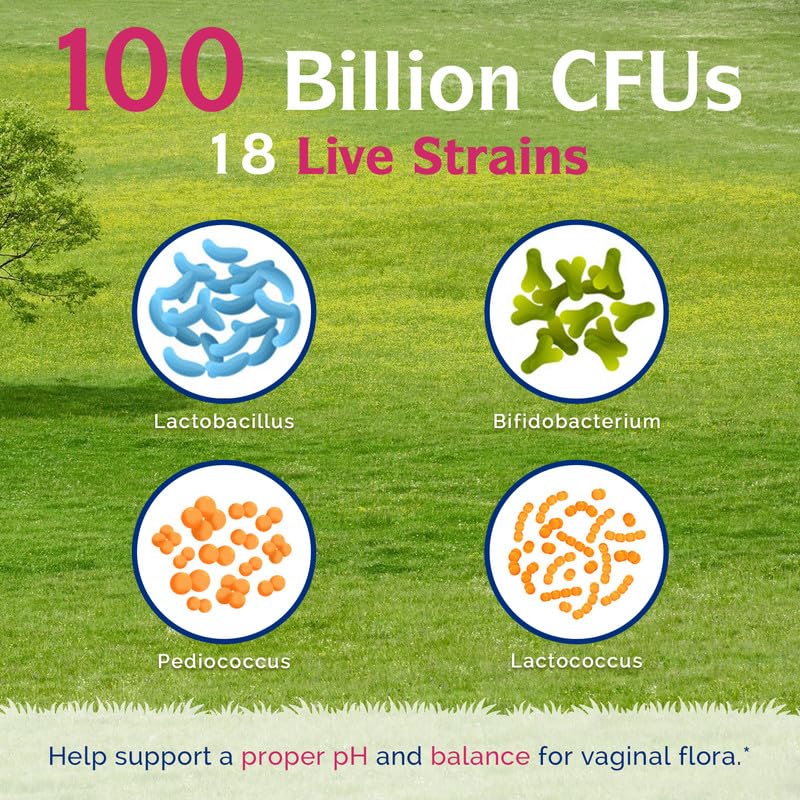 Innate Vitality Women’s Probiotics, 100 Billion CFUs 18 Strains, with Cranberry, Vitamin C - AB Mystery