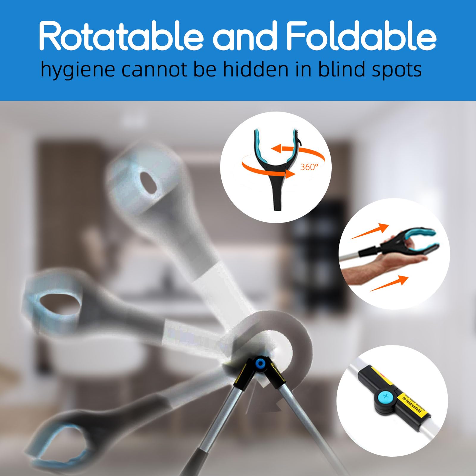 Grabber Reacher Tool, 32" Pick Up Stick Grabber with LED for Elderly and Lightweight Trash Picker - AB Mystery