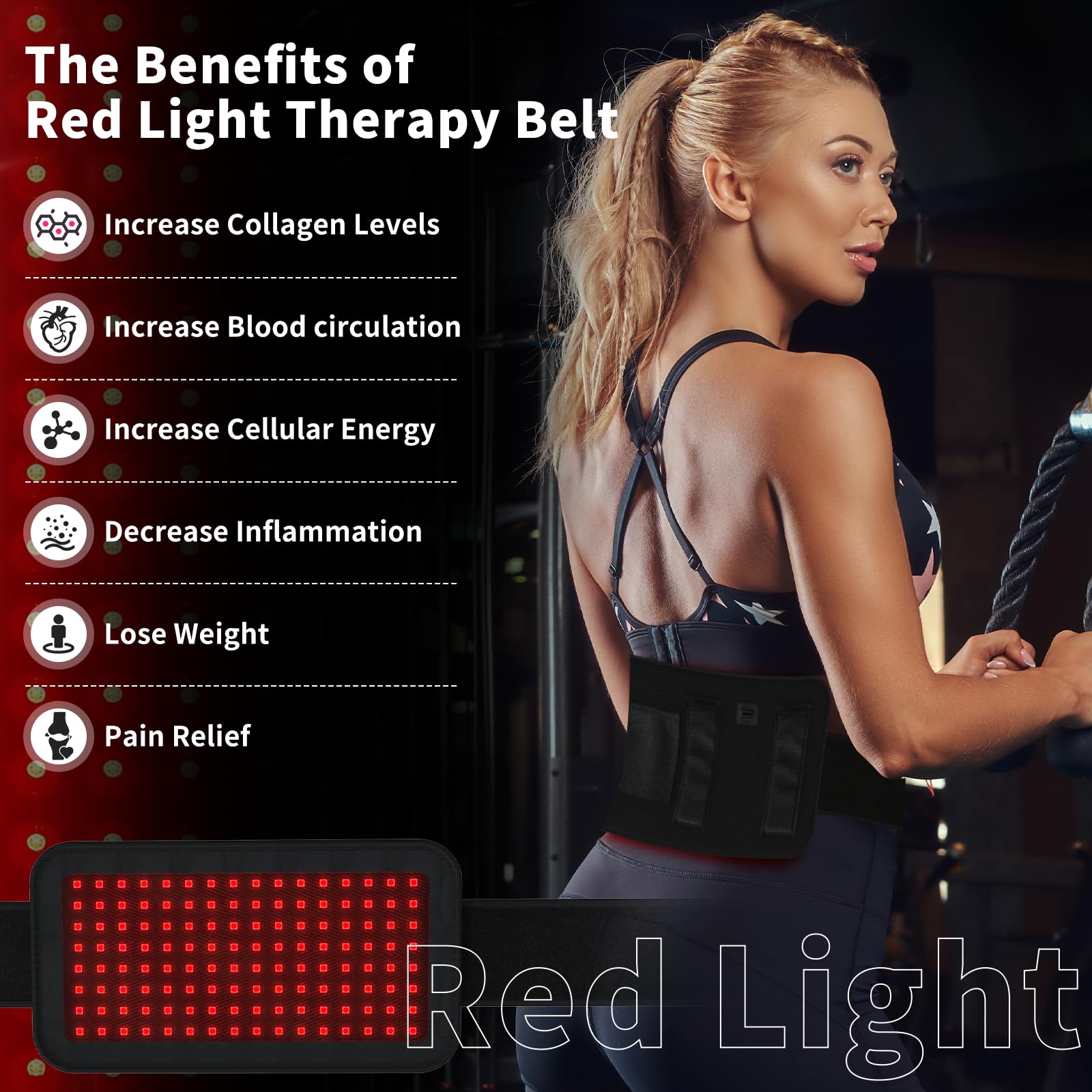 Red Light Therapy Belt, Infrared Light Therapy Wrap, 384PCS Red Light &Infrared Light - AB Mystery