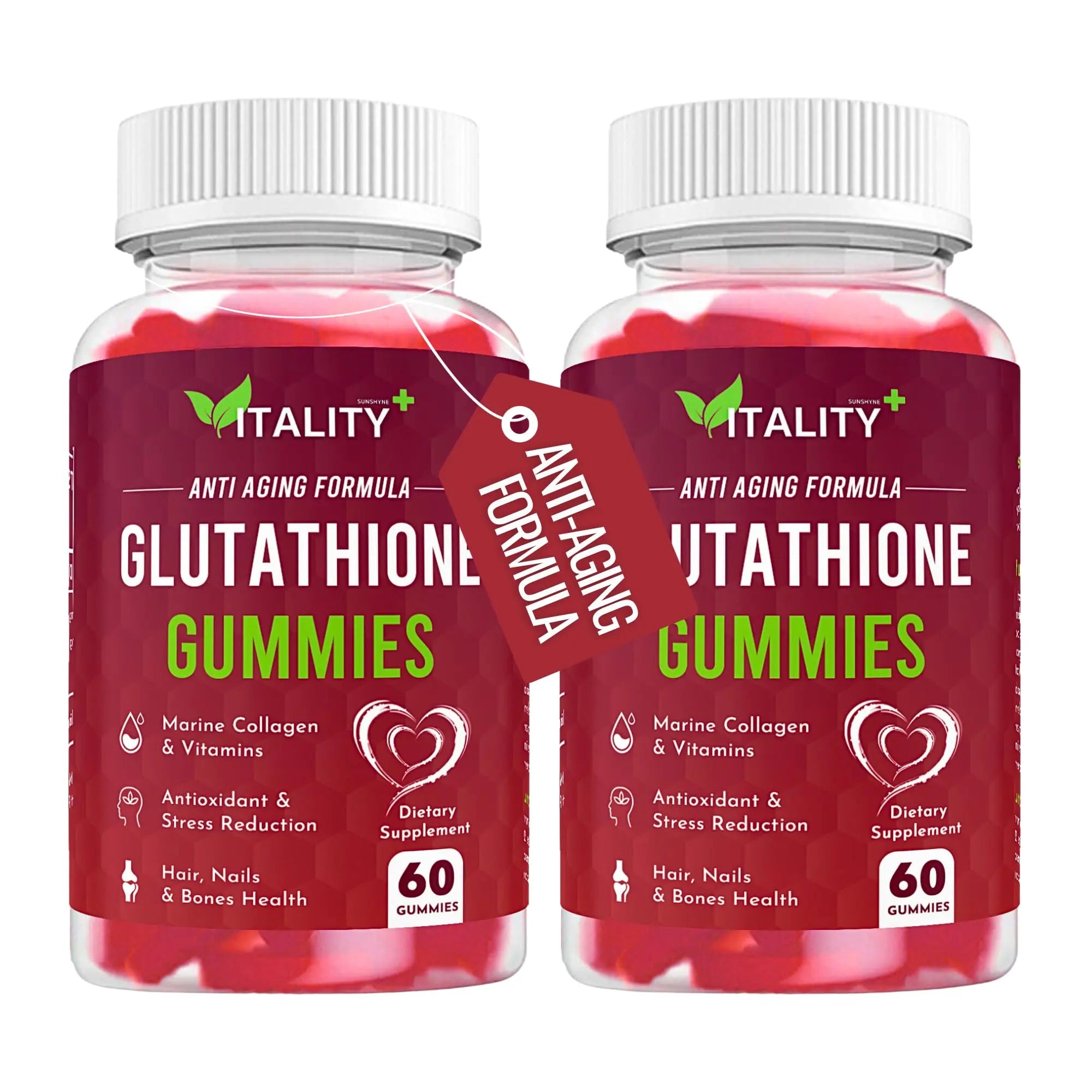 2 Pack Glutathione Gummies | with Marine Collagen | 1050mg per Serving | Antioxidant Support