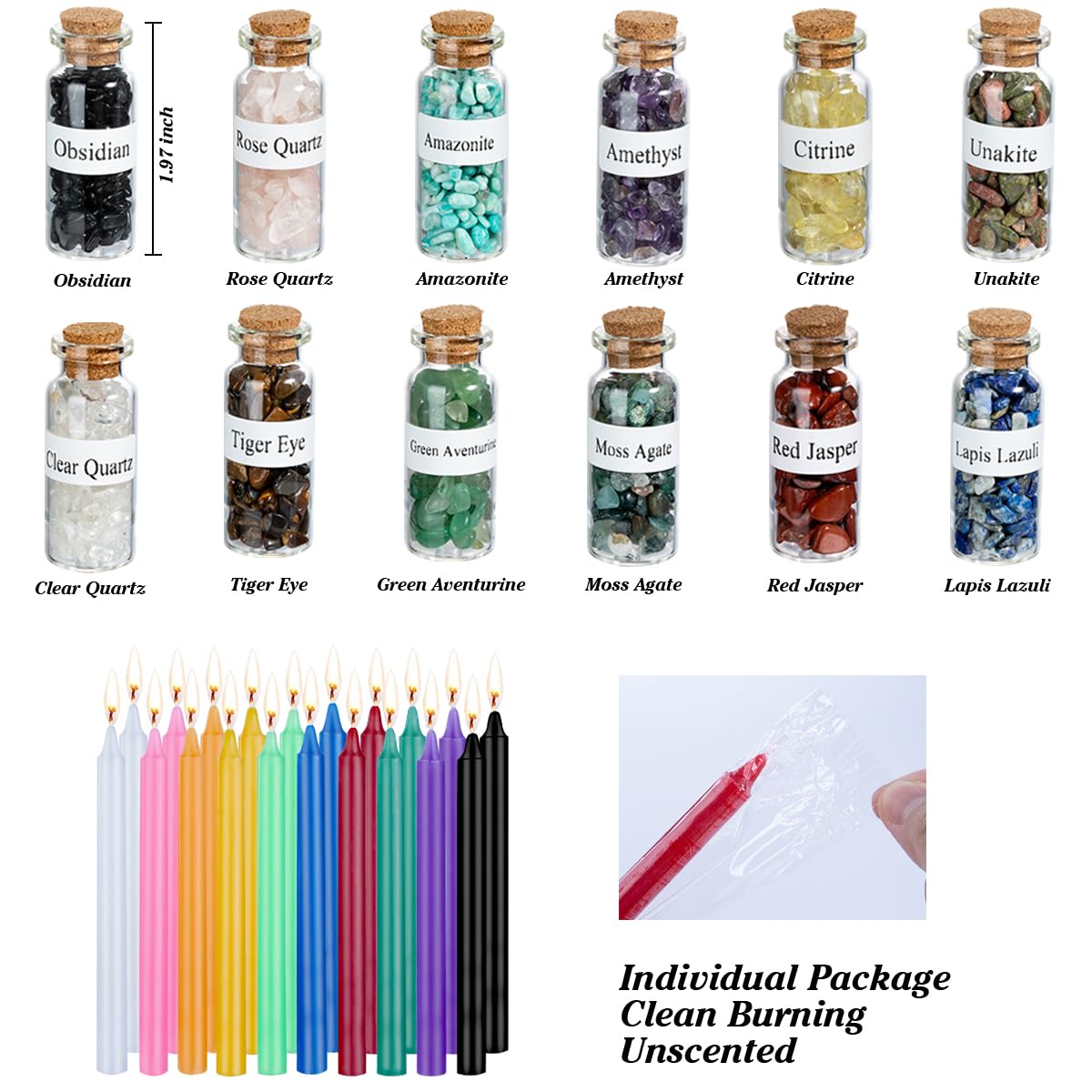 JUSTASHOW 61PCS Witchcraft Supplies for Wiccan Spells, Witchcraft Starter Kit, Spell Candles - AB Mystery