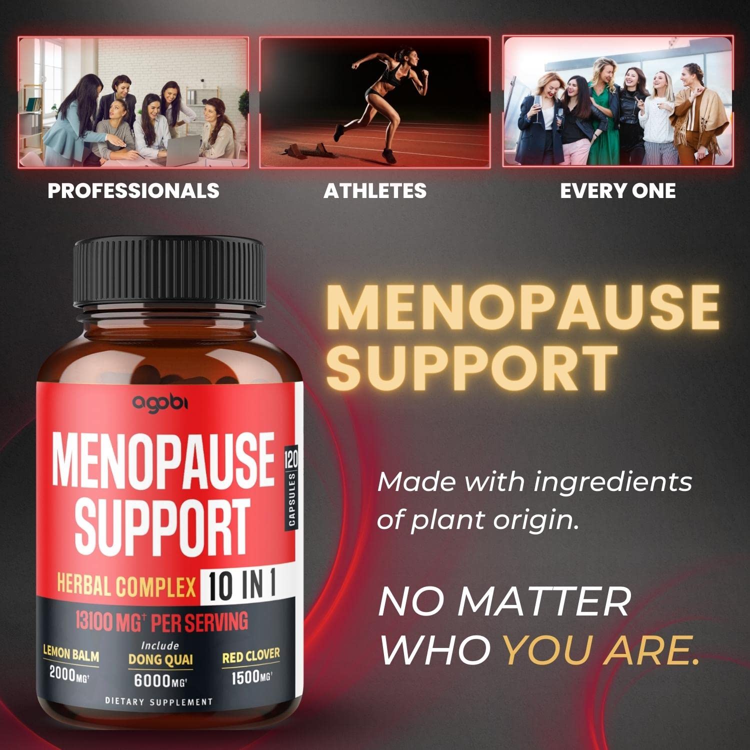 agobi Menopause Support for Women Health 13100 Mg - 10in1 with Dong Quai, Lemon Balm - AB Mystery