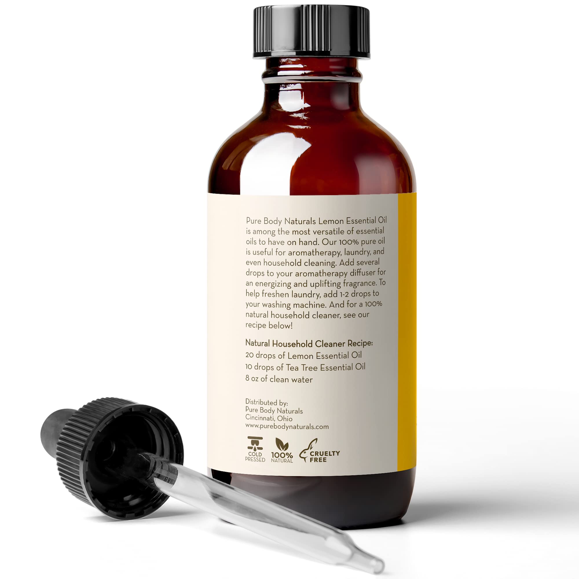 Lemon Essential Oil, 4 fl oz - 100% Pure & Undiluted Lemon Oil for Diffuser and DIY - Natural Deodorizer - AB Mystery