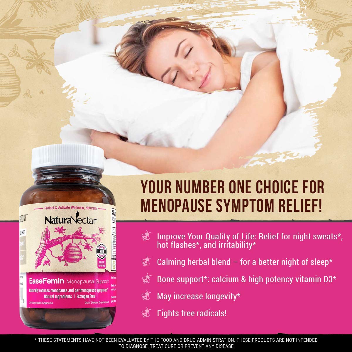 NaturaNectar EaseFemin Menopause Support for Hot Flashes, Night Sweats, and Irritability - AB Mystery