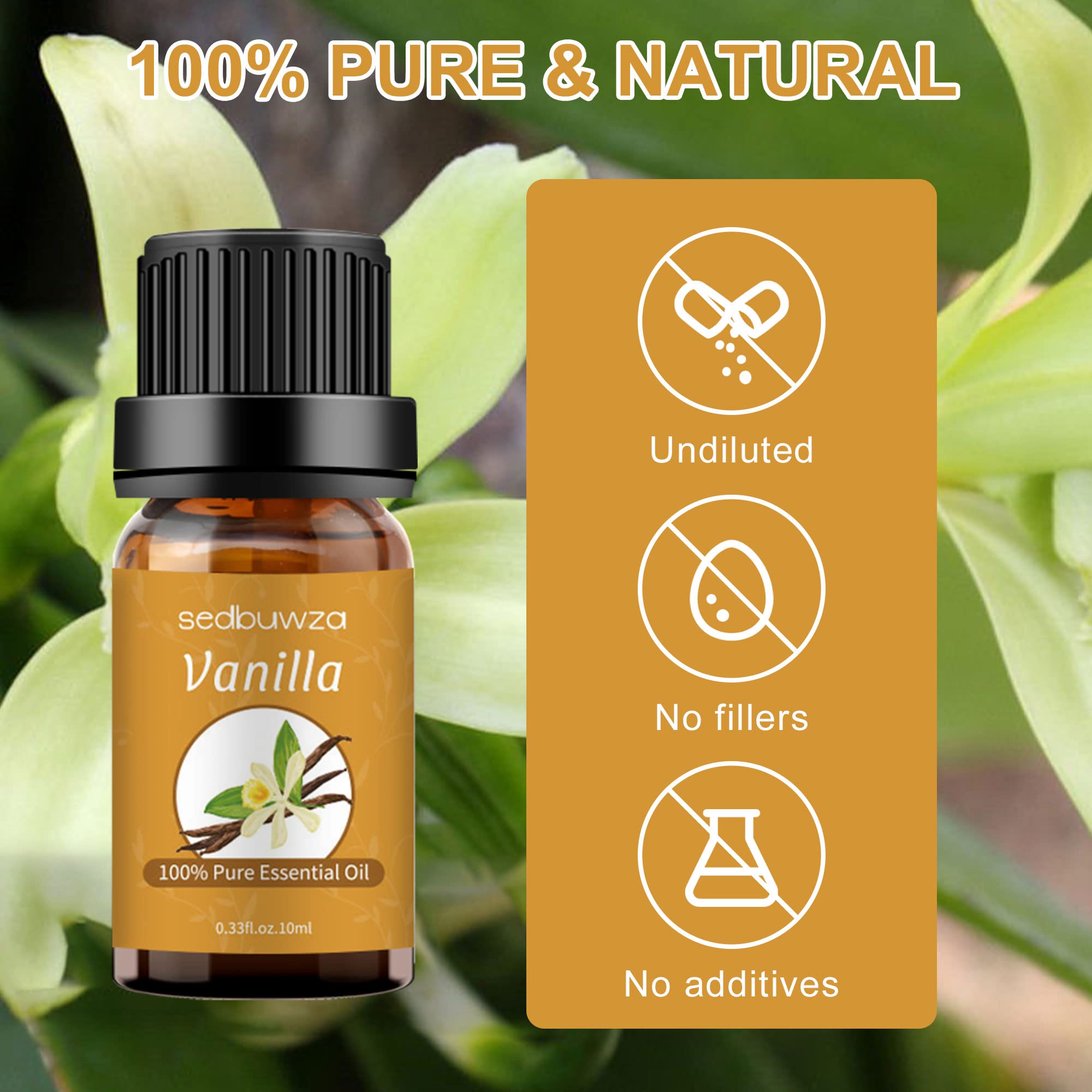 Sedbuwza Vanilla Oil Lavender Essential Oil Gift Set, 100% Pure Organic Fragrance Oil Set for Diffuser - AB Mystery