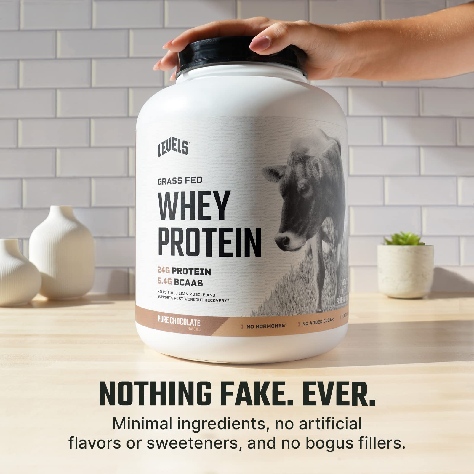 Levels Grass Fed 100% Whey Protein, No Hormones, Pure Chocolate, 5LB - AB Mystery