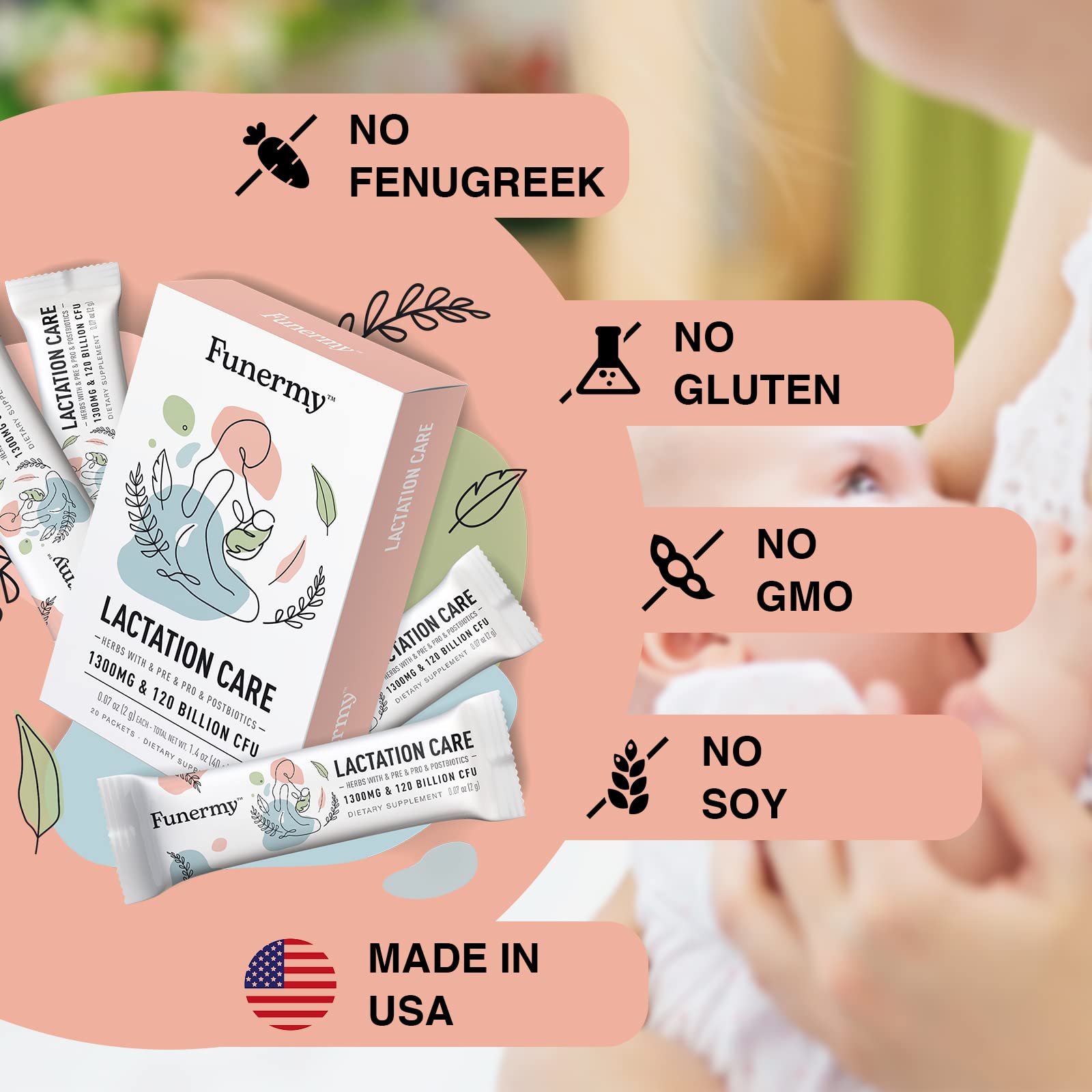 Funermy Postnatal Probiotics Breastfeeding Supplement and Menopause Supplement for Women - AB Mystery