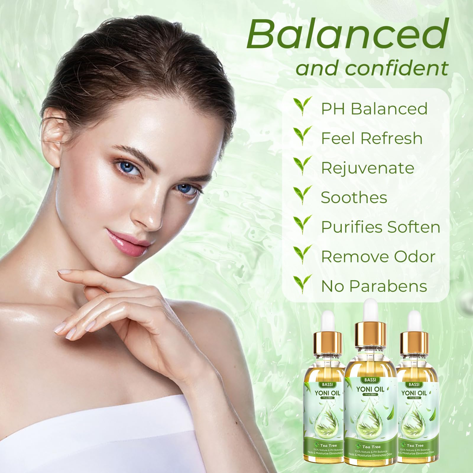 BASSI 2PCS Yoni Oil Organic Feminine Oil Vaginal Moisturizer For Wetness - Ph Balance for Women - AB Mystery