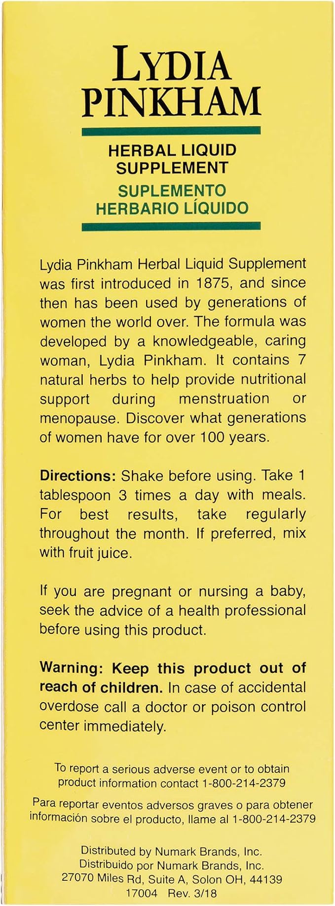 PINKHAM LIQUID 8 OZ by Lydia Pinkham - AB Mystery