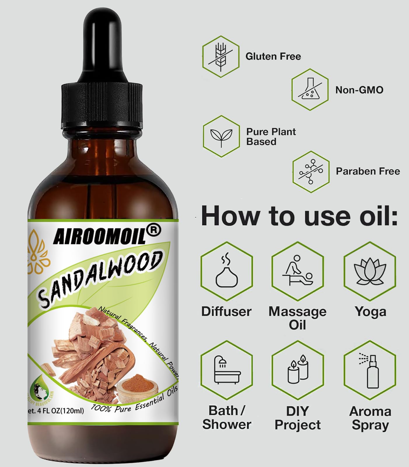 Sandalwood Essential Oil Woodsy Fragrance for Aromatherapy Diffuser Perfume Scents Oil - AB Mystery