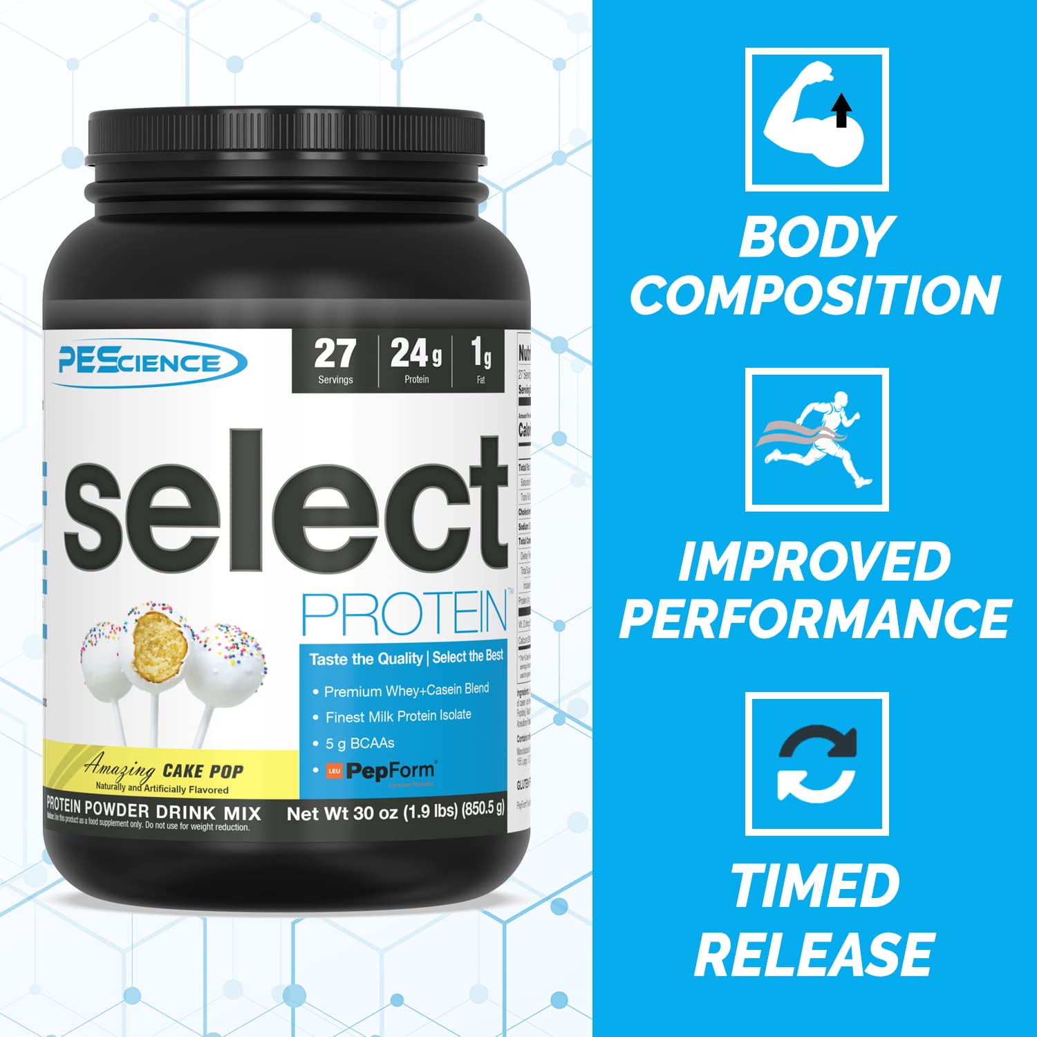 PEScience Select Low Carb Protein Powder, Cake Pop, 27 Serving, Keto Friendly - AB Mystery