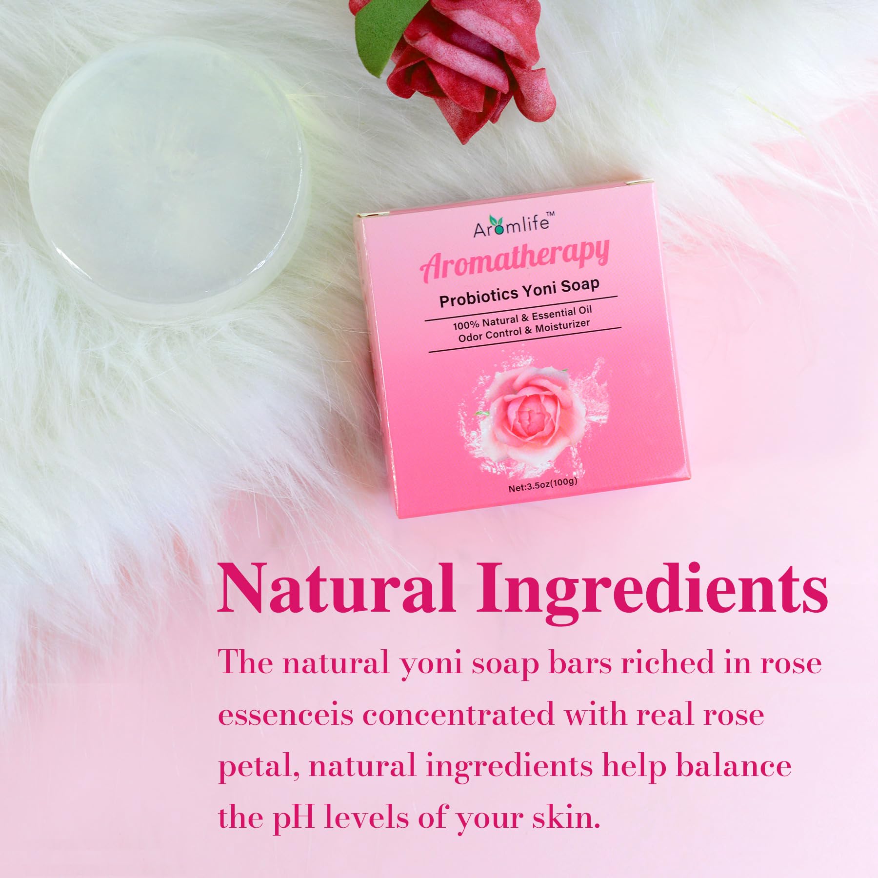 Aromlife Rose Yoni daily Wash Set - Yoni Oil & Yoni Bar & Yoni Feminine Wash, Ph Balance for Women - AB Mystery