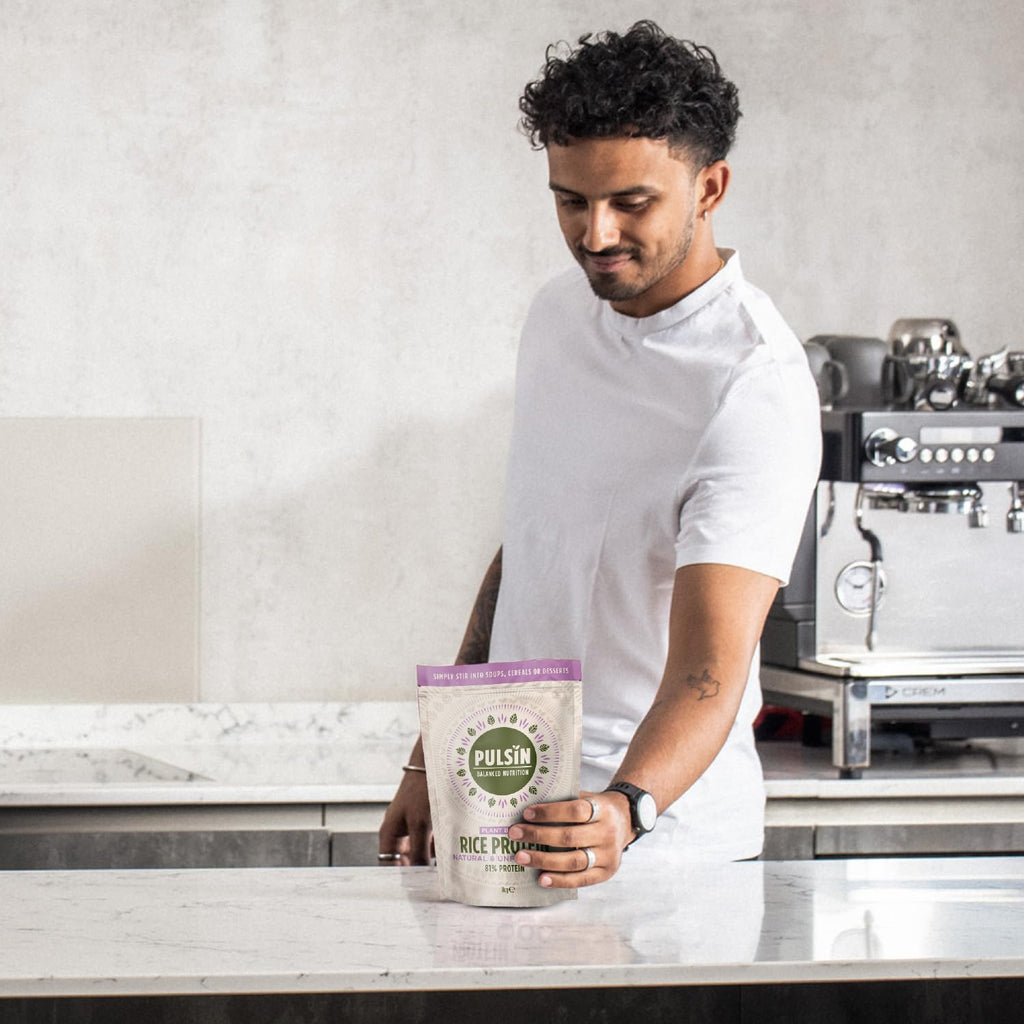 Pulsin - Natural & Unflavoured Vegan Rice Protein Powder - 1kg - 8.1g Protein, 0.4g Carbs, 43 Kcal Per Serving Pulsin