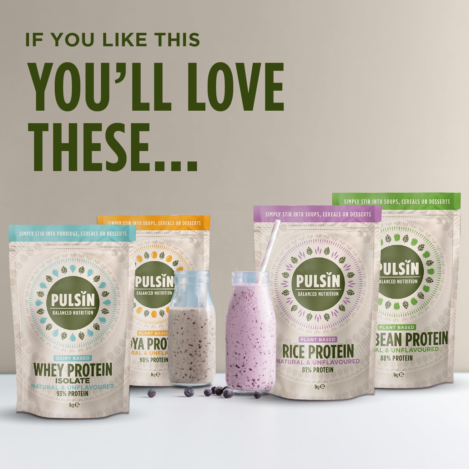 Pulsin - Natural & Unflavoured Vegan Rice Protein Powder - 1kg - 8.1g Protein, 0.4g Carbs, 43 Kcal Per Serving Pulsin