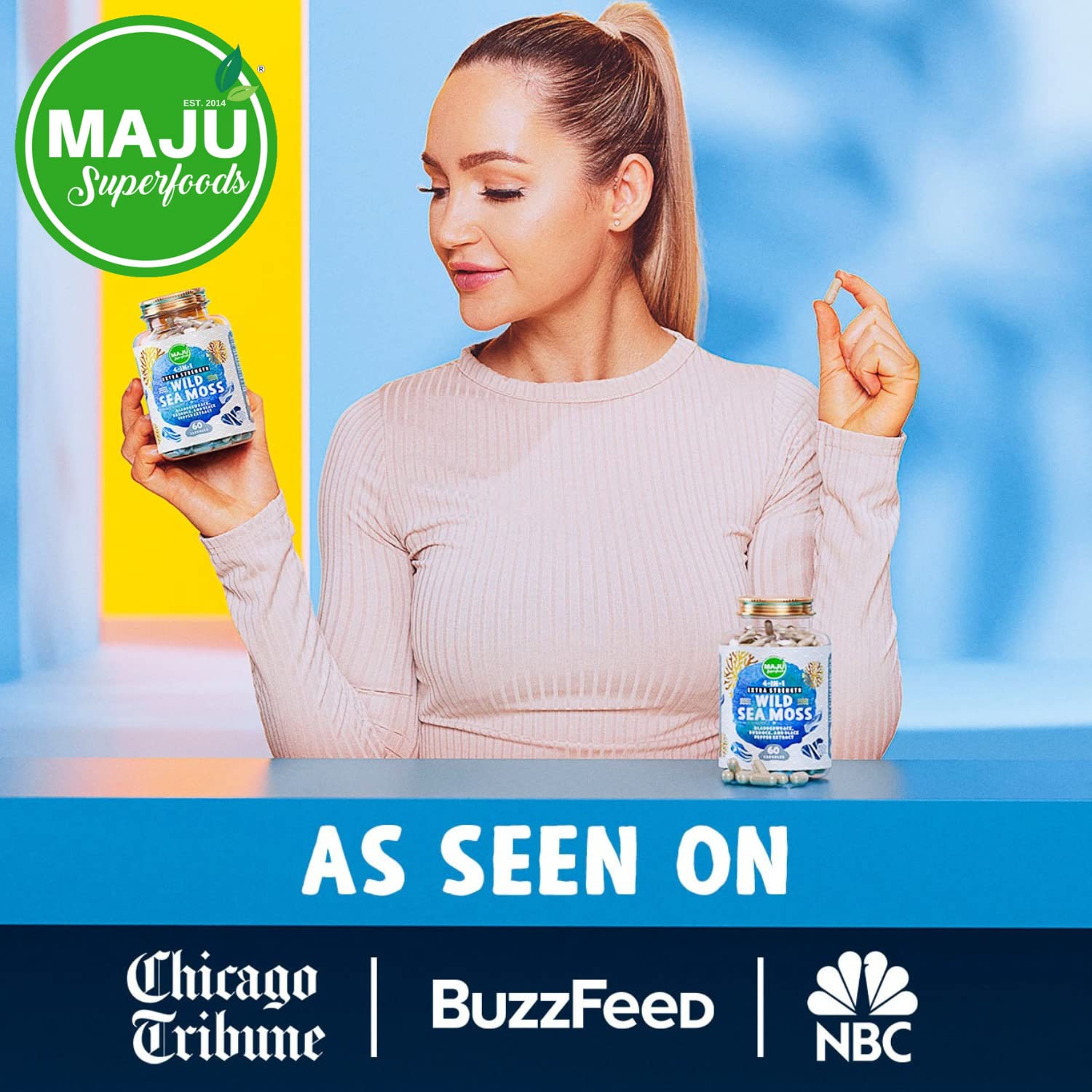 MAJU 4-in-1 Organic Sea Moss Capsules, Wild Chondrus Crispus, Seamoss - AB Mystery