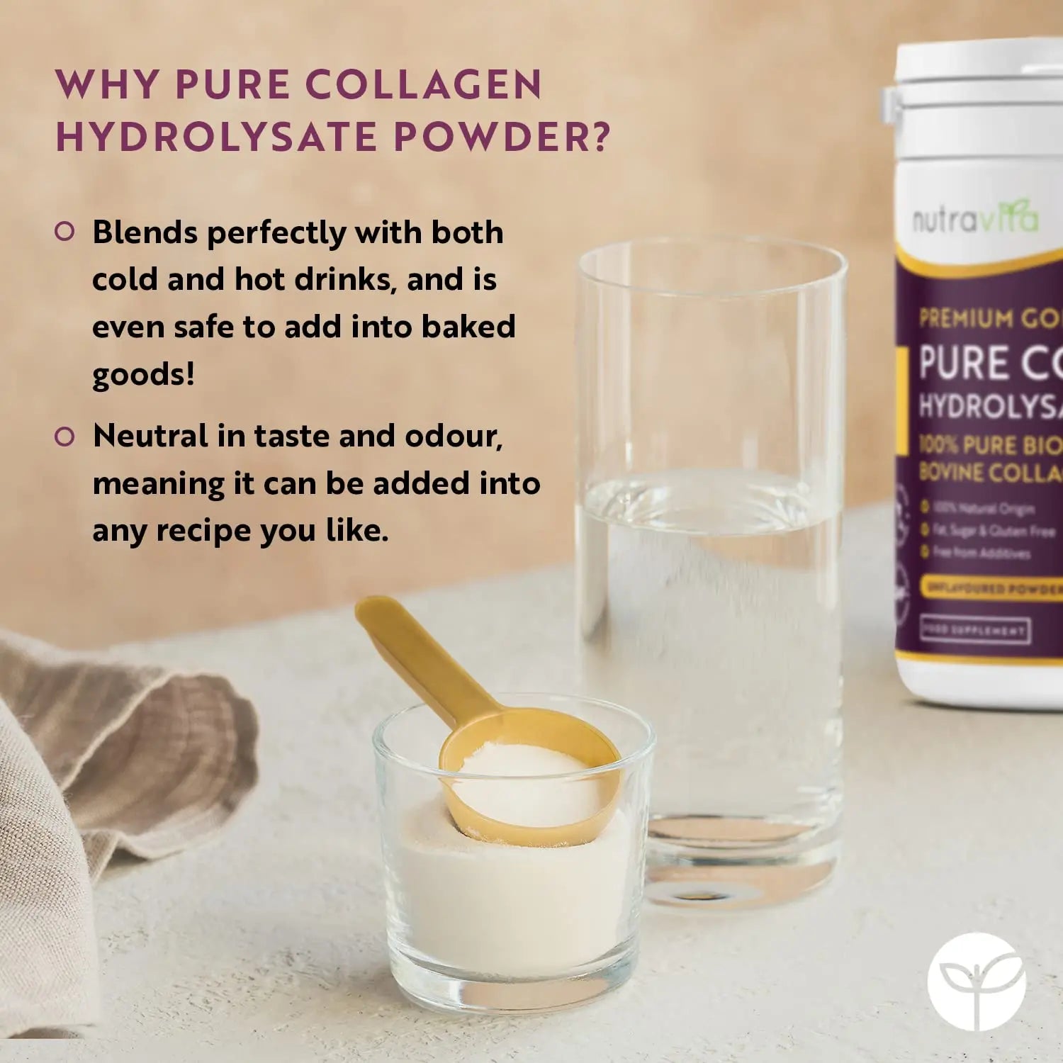 Collagen Powder 500g - Premium Gold Standard Bovine- 50 Servings - Collagen Peptides Supplement Nutravita