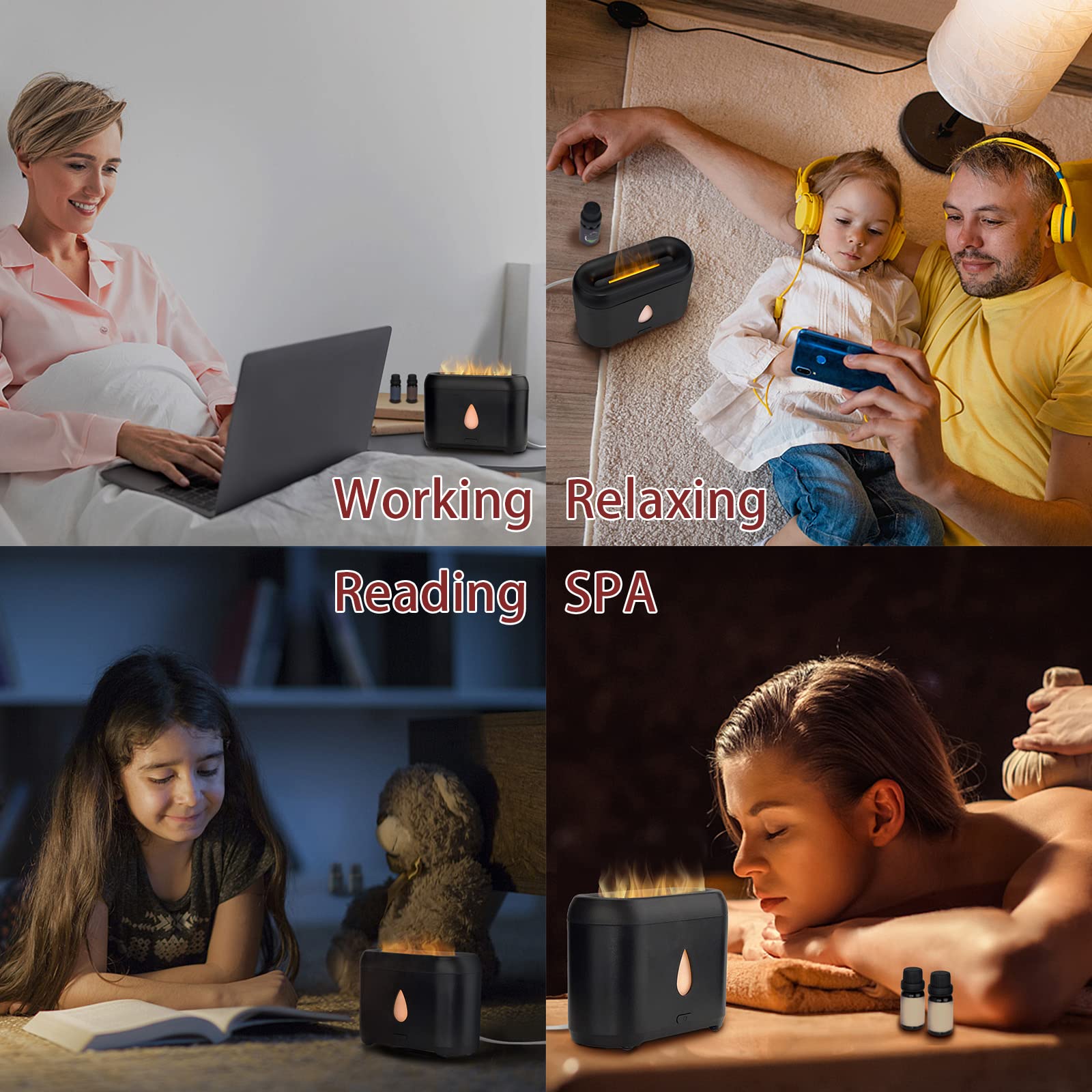 Flame Diffuser for Essential Oils (Black) - AB Mystery