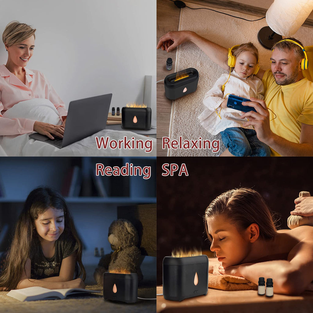 200ml Compact Small Flame Diffuser for Essential Oil (Black) - AB Mystery