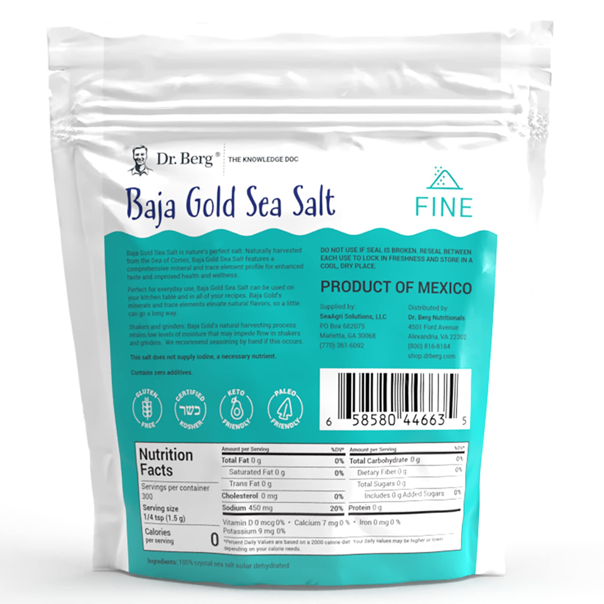 Dr. Berg's Baja Gold Sea Salt Organic - Natures Fine Sea Salt Support For Hydration - AB Mystery