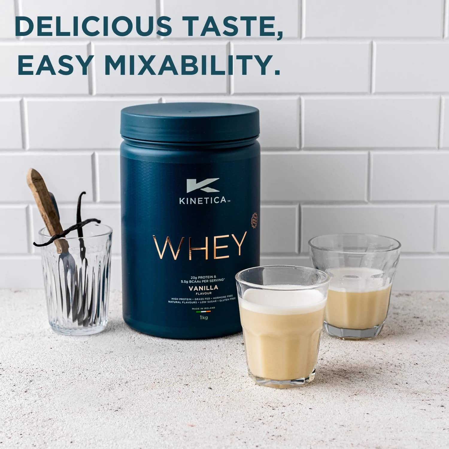 Kinetica Vanilla Whey Protein Powder | 4.5kg | 23g Protein per Serving | 150 Servings Kinetica