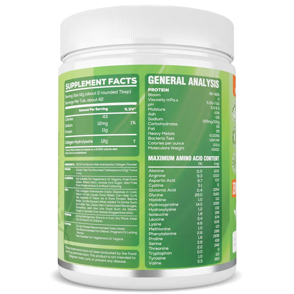 Premium Collagen Powder 500g Unflavoured High Grade Hydrolysed Collagen Joints, Bones, Gut, Wrinkles, Hair, Skin, Nails, Pain, Injury, Sleep, Fitness, Keto - AB Mystery