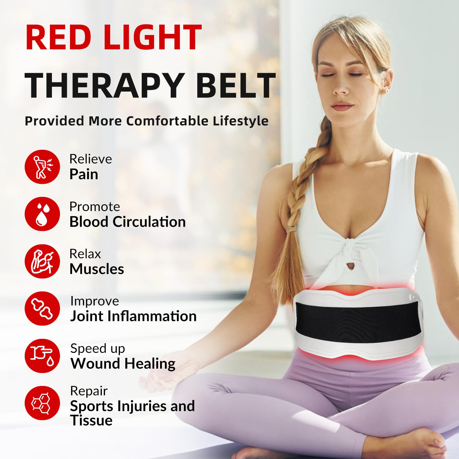 Toponechoice Red Light Therapy Belt, 450pcs 660nm 850nm 940nm, Infrared Light Therapy - AB Mystery
