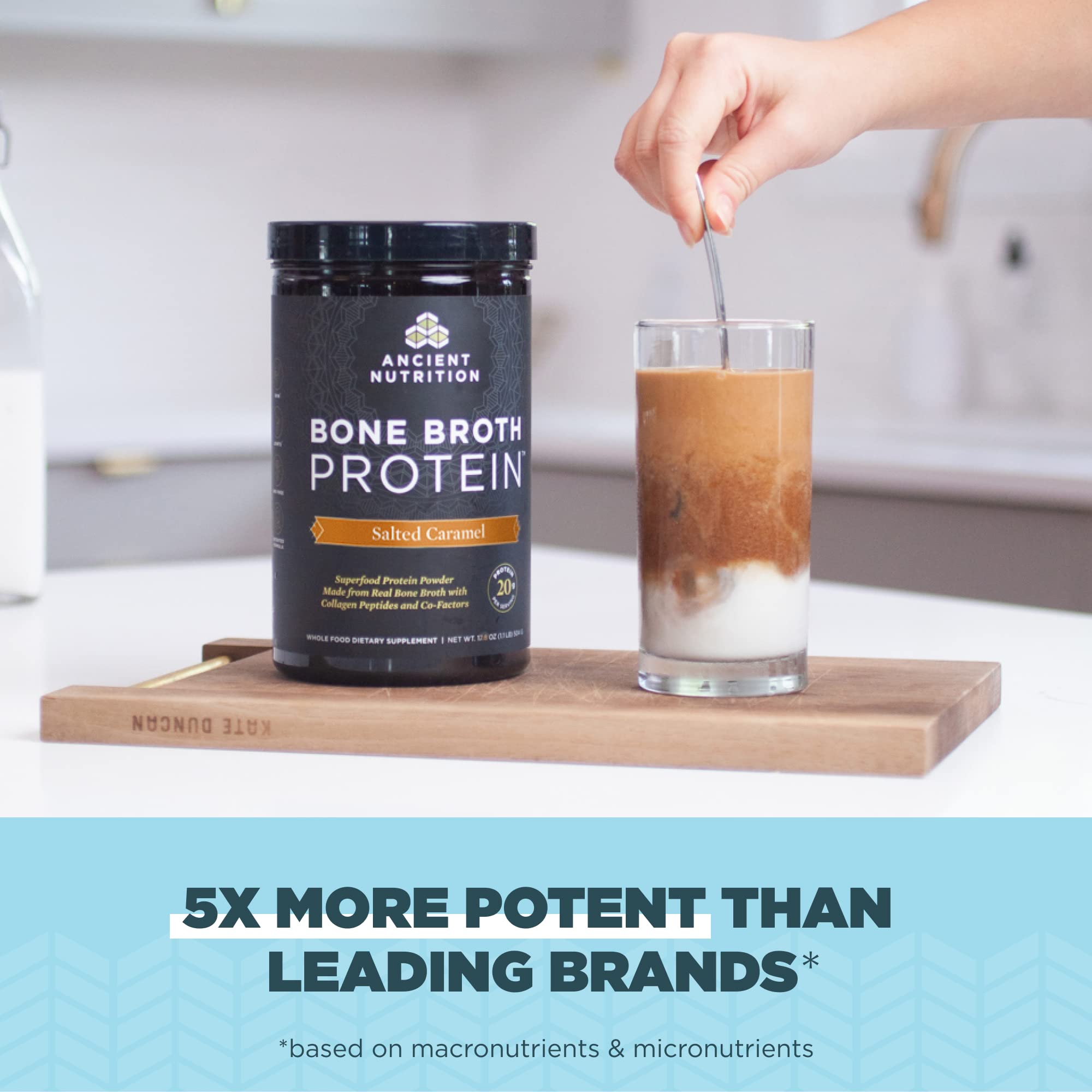 Ancient Nutrition Bone Broth Protein Powder, Salted Caramel, 19g Protein per Serving - AB Mystery