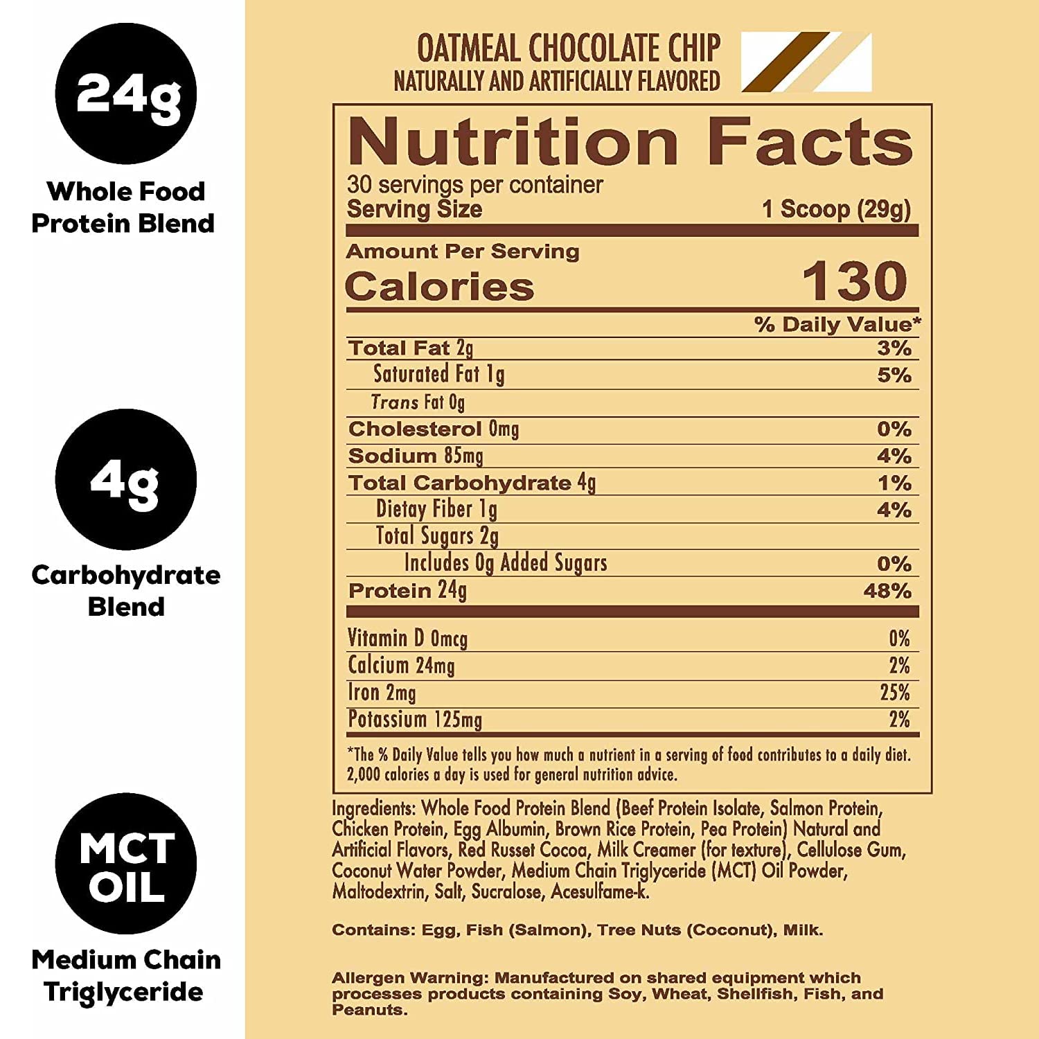 REDCON1 MRE Lite Whole Food Protein Powder, Oatmeal Chocolate Chip - Low Carb - AB Mystery