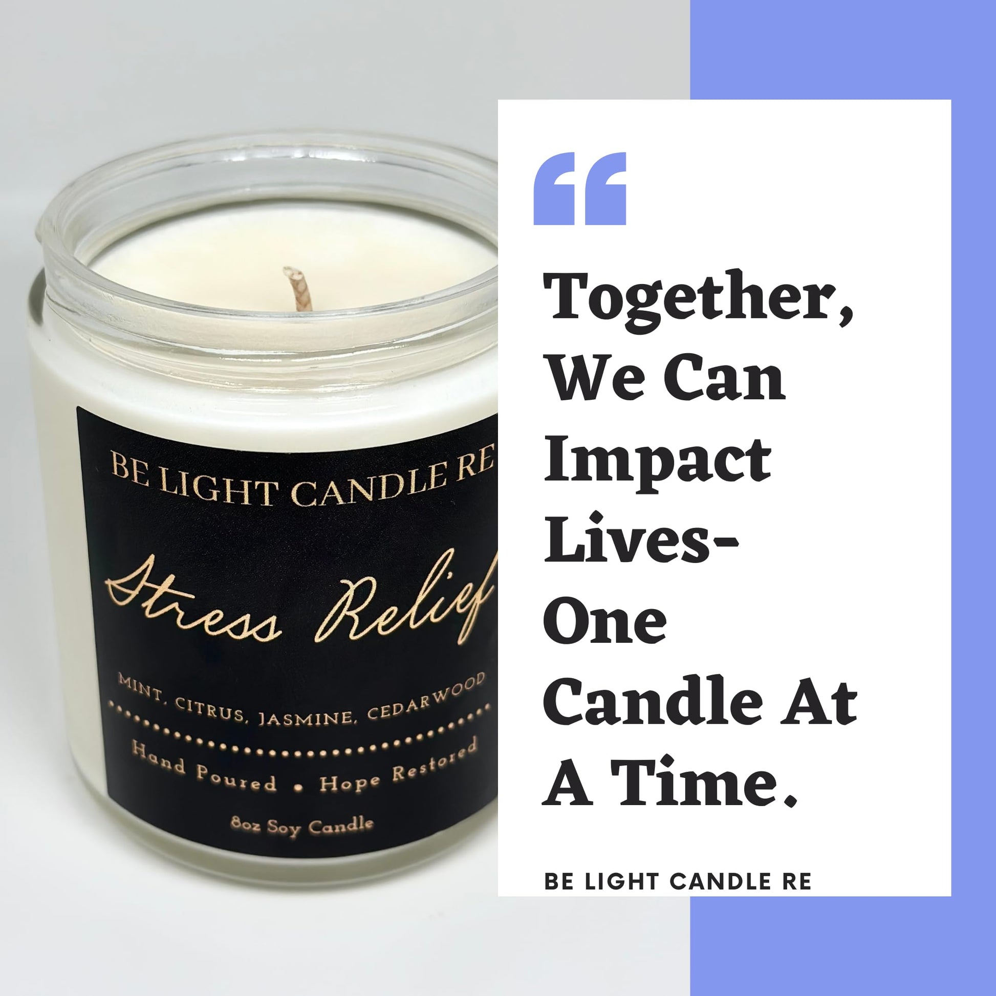 Stress Relief Candle | Purpose-Driven Soy Candles | Scented Candle for Home | 8oz Long Lasting Candle - AB Mystery