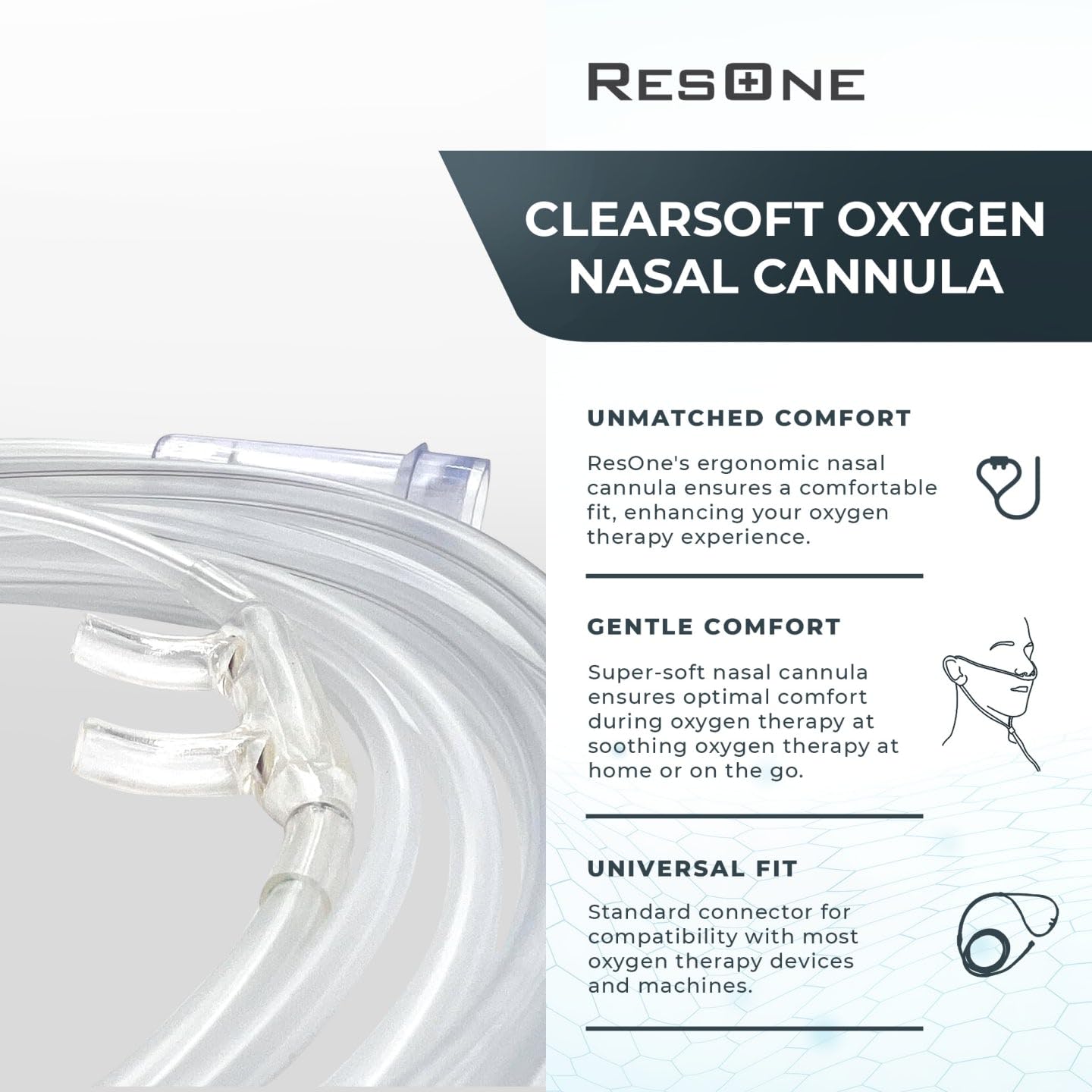 ResOne Soft Nasal Cannula 5-Pack - Oxygen Cannula, Curved Prongs, 4Ft Crush-Resistant Tubing - AB Mystery