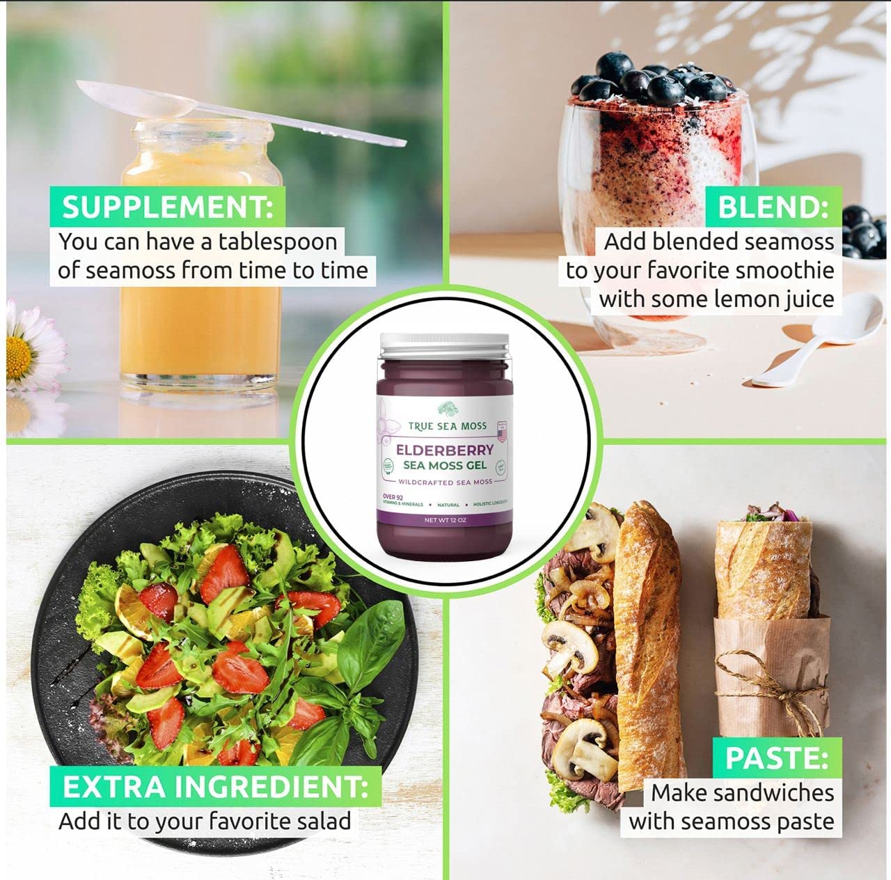 TrueSeaMoss Wildcrafted Irish Sea Moss Gel – Nutritious Organic Raw Seamoss Rich - AB Mystery