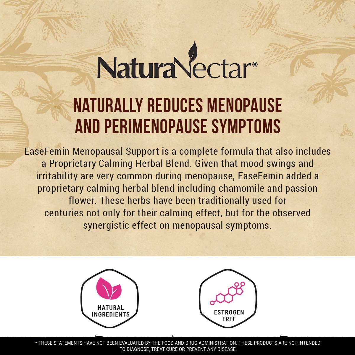 NaturaNectar EaseFemin Menopause Support for Hot Flashes, Night Sweats, and Irritability - AB Mystery