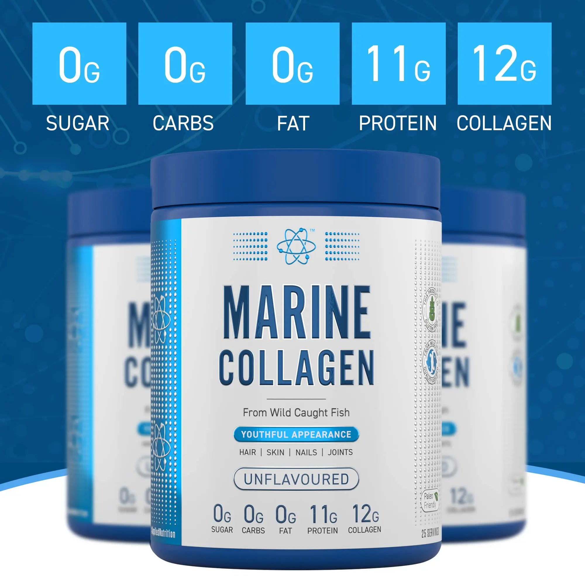 Applied Nutrition Marine Collagen Powder - Hydrolysed Collagen Protein, Healthy Skin, Hair, Nails - AB Mystery