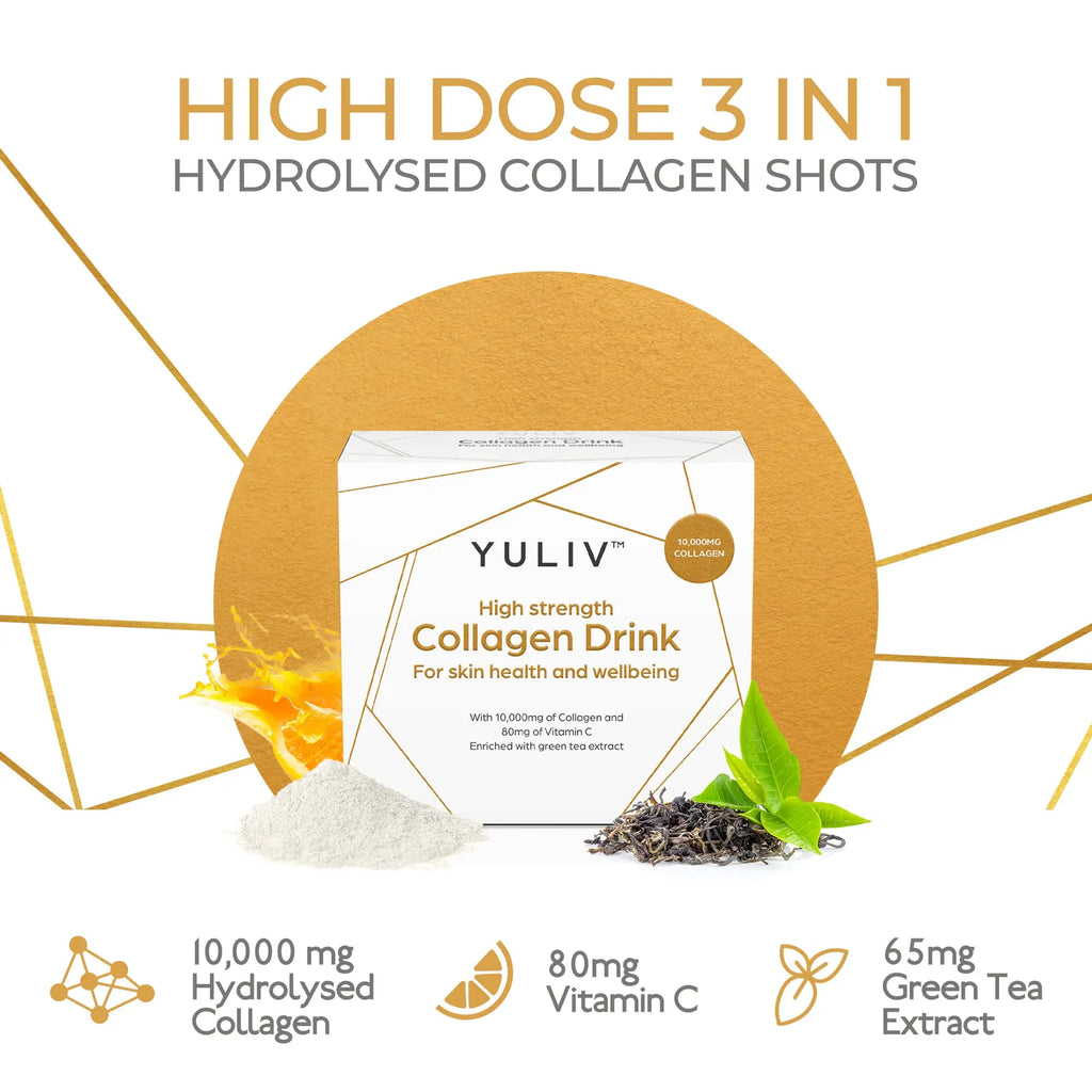 Yuliv High-Dosage Hydrolyzed Collagen Drink - Liquid Collagen Peptides (10000 mg) with Vitamin C for Hair, Skin, and Nails - AB Mystery