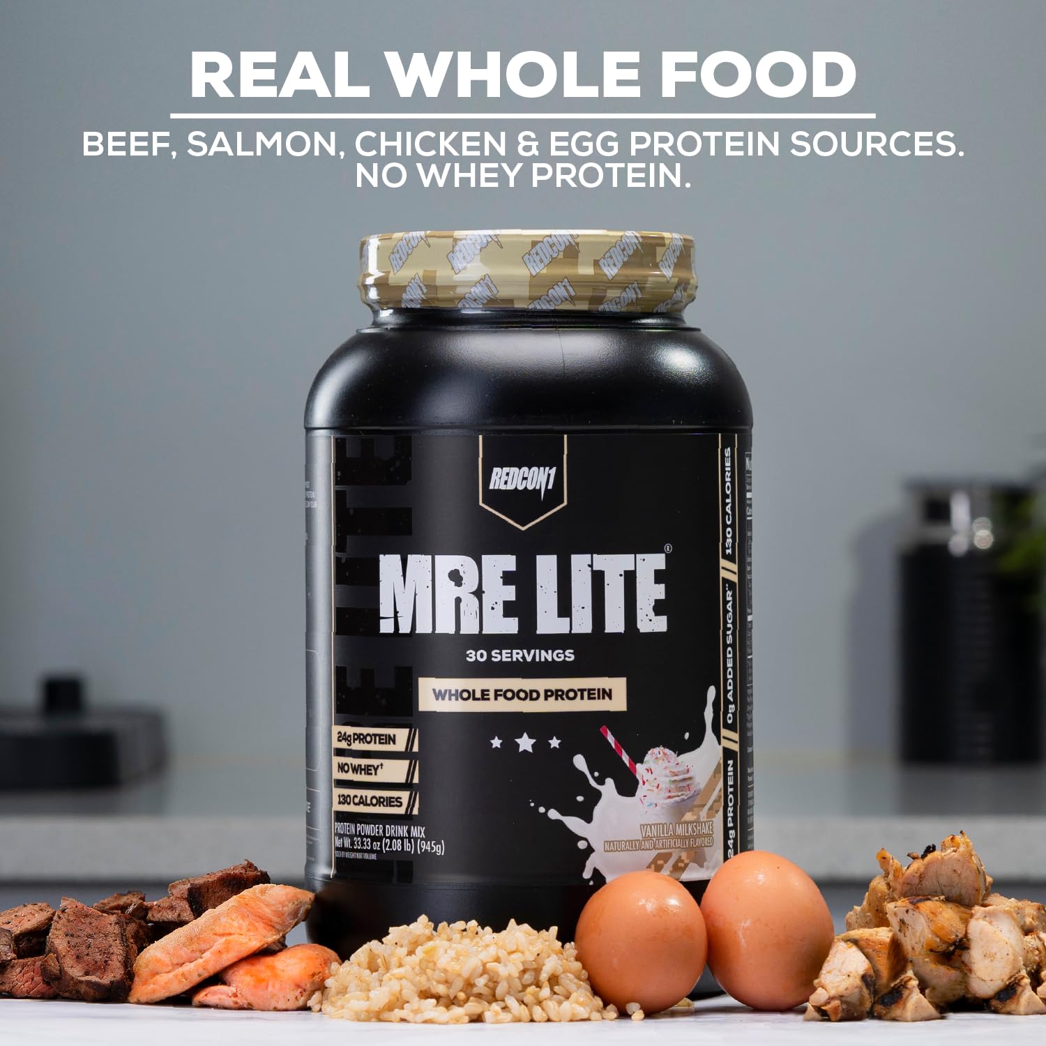REDCON1 MRE Lite Whole Food Protein Powder, Strawberry Shortcake - Low Carb & Whey - AB Mystery