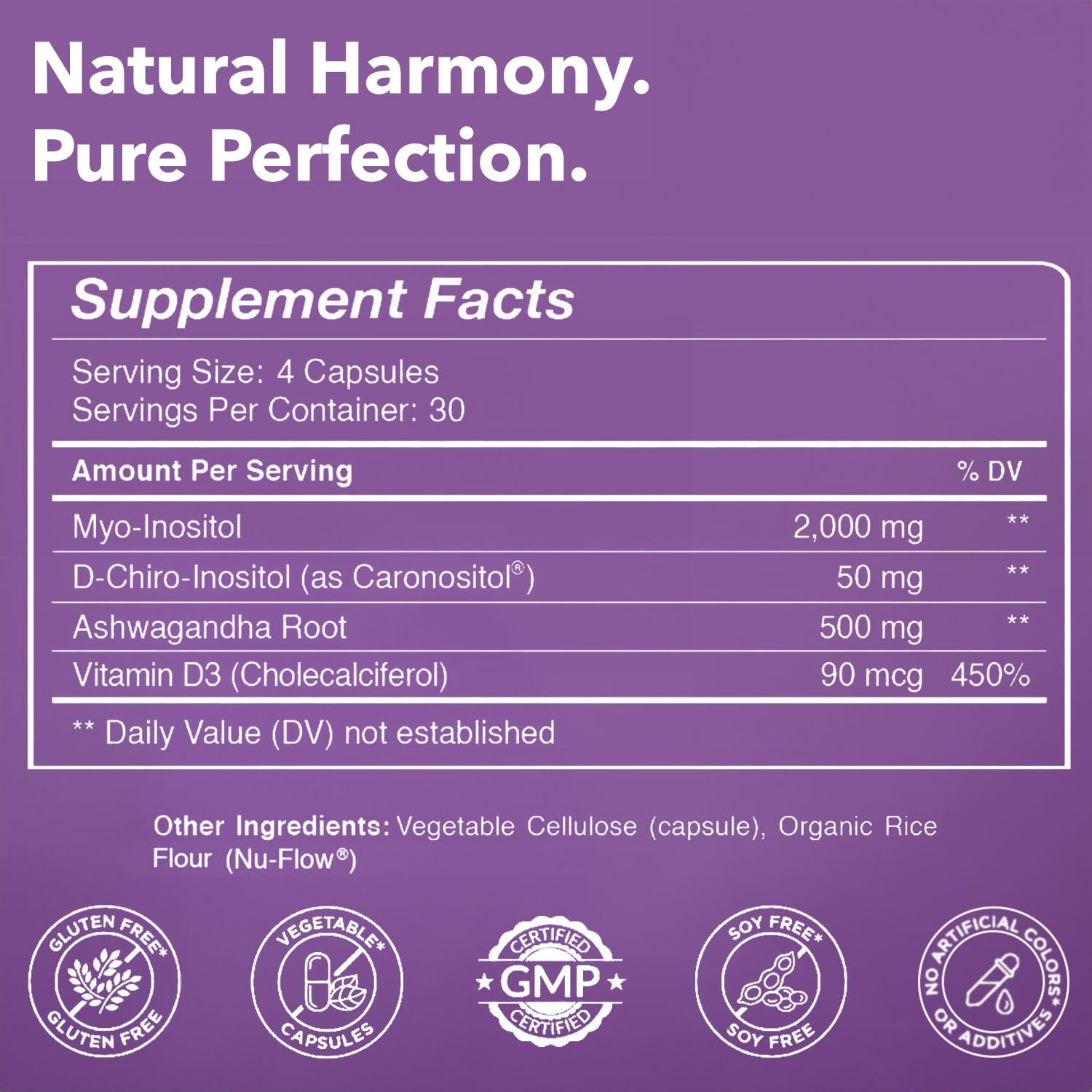 Myo-Inositol & D-Chiro Inositol 40:1 Blend + Vitamin D3 + Ashwagandha - Vegan Capsule - AB Mystery